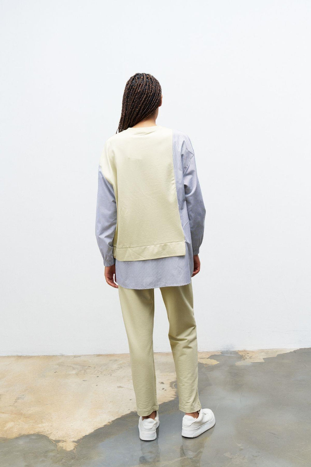 AÇIK HAKİ Kadın Üst Dokumalı Taş Şerit Detaylı Pamuklu Örme Alt Üst Takım