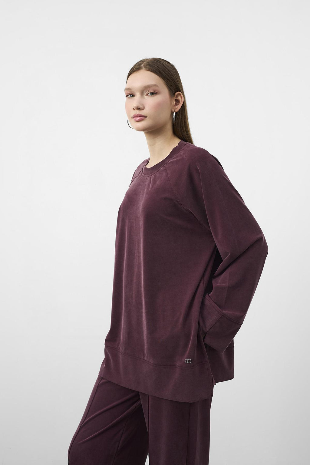 Bordo Oversize Kalıp Tencel Dokulu Relax Fit Premium Takım