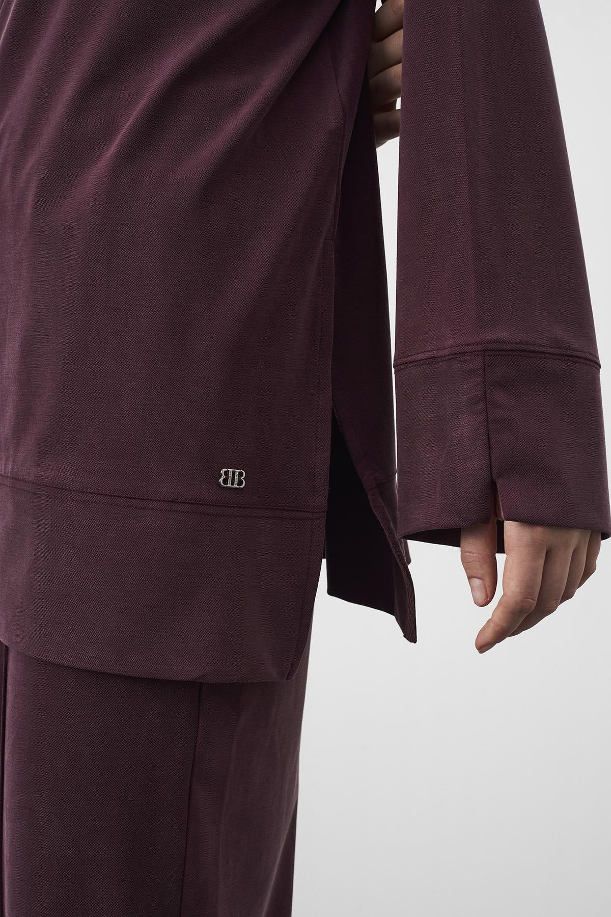 Bordo Oversize Kalıp Tencel Dokulu Relax Fit Premium Takım