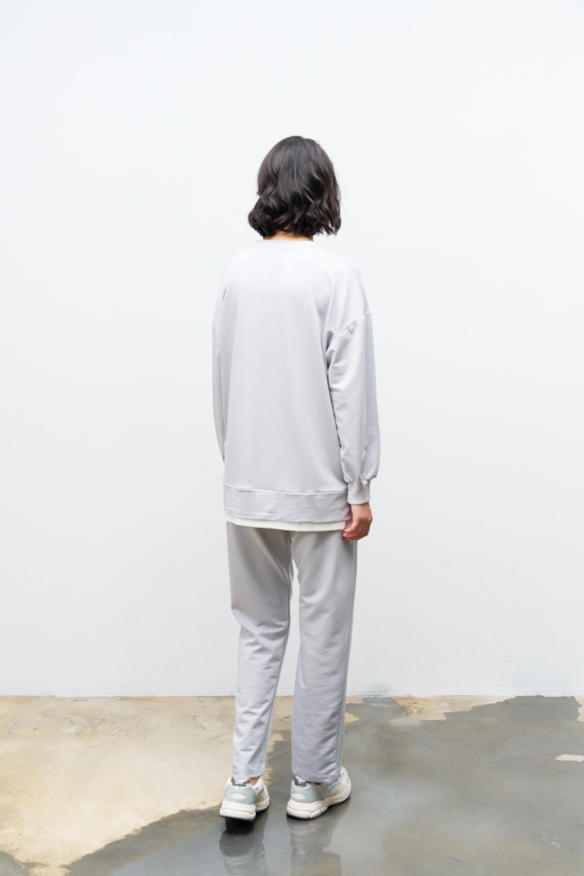 Boyalı Gri Kadın Eteği Süprem Fermuar Detaylı Bel Lastikli Pamuklu Örme Alt Üst Takım