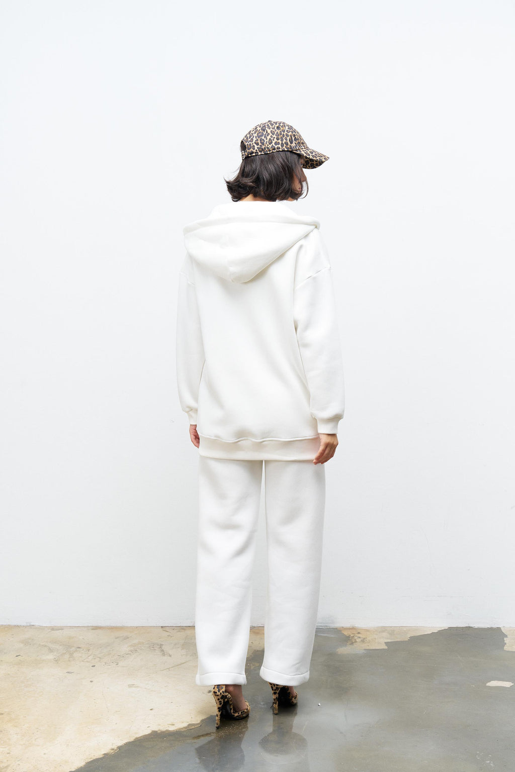 Ekru Kadın Fermuar Detaylu Atlet-Alt-Üst 3'lü İçi Polarlı Şardonlu Takım