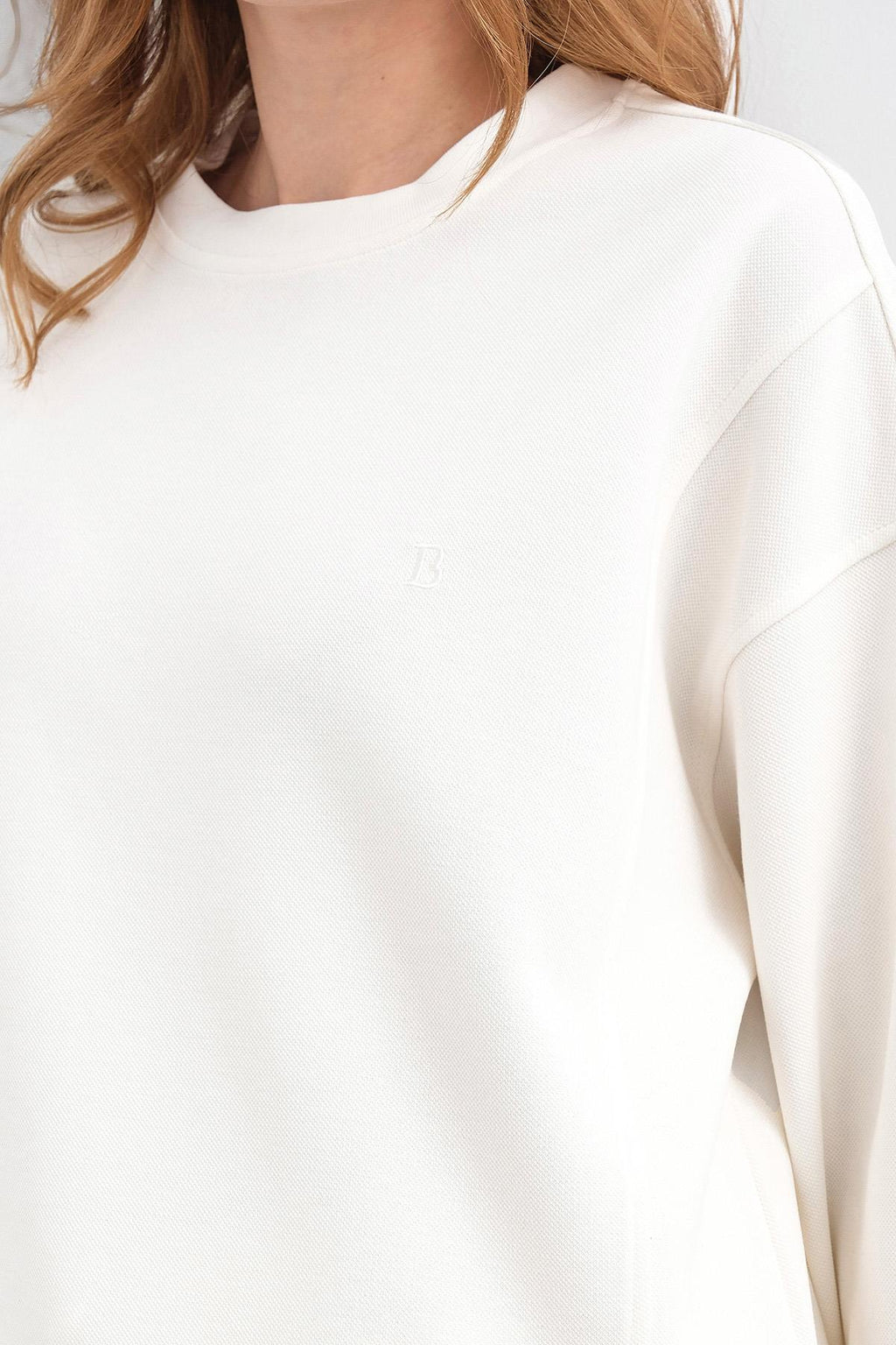 Ekru Kadın Oversize Pike Dokulu Bol Paça Alt-Üst Takım