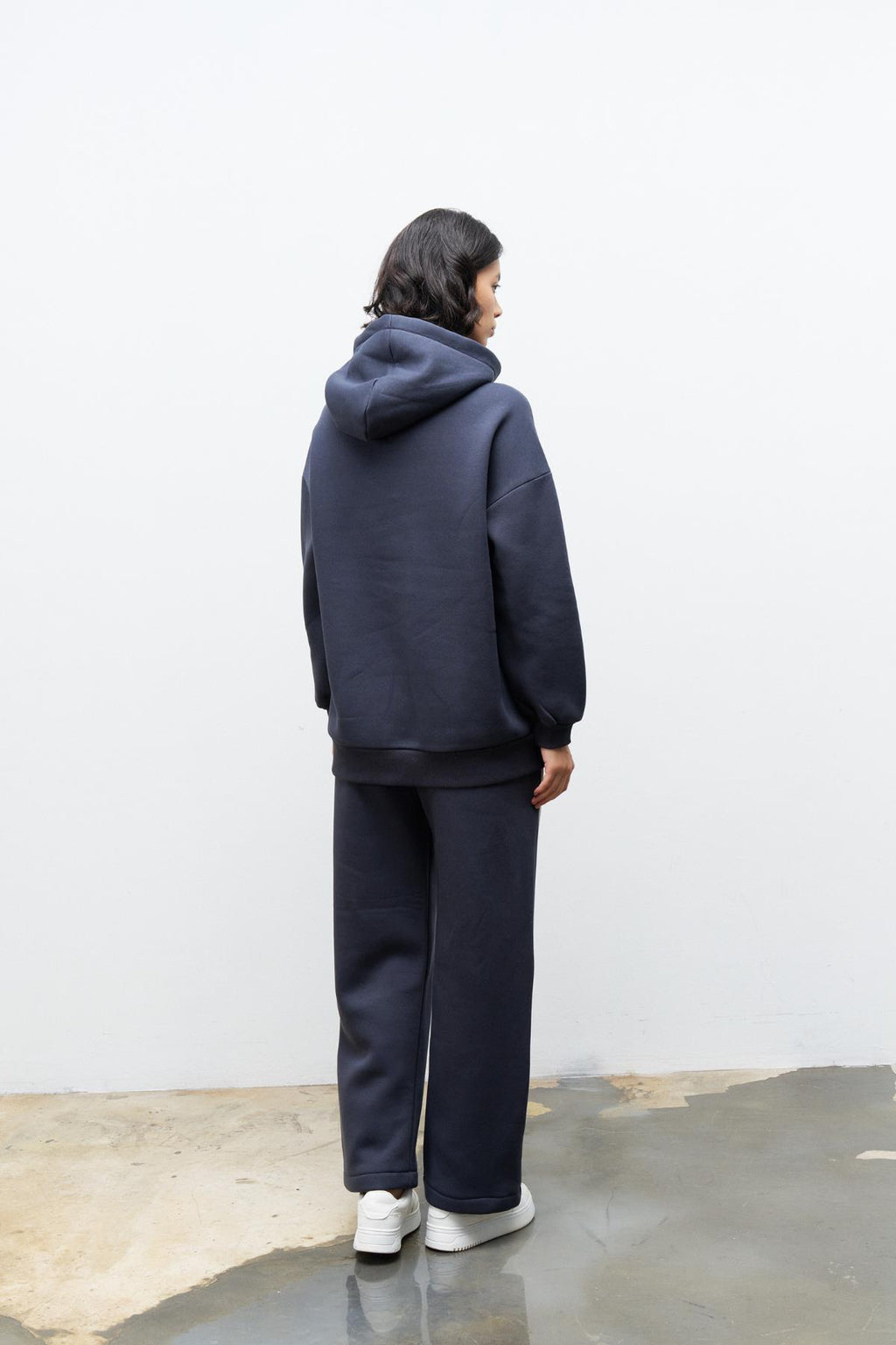 Füme İçi Polarlı Leopar Desenli Süs Etiket Detaylı Kapüşonlu Şardonlu Alt Üst  Kışlık Takım