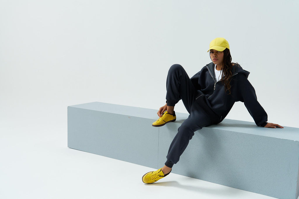 Füme Kadın Cep Etiket Detaylı  Kapüşonlu İçi Polarlı Alt Üst Takım