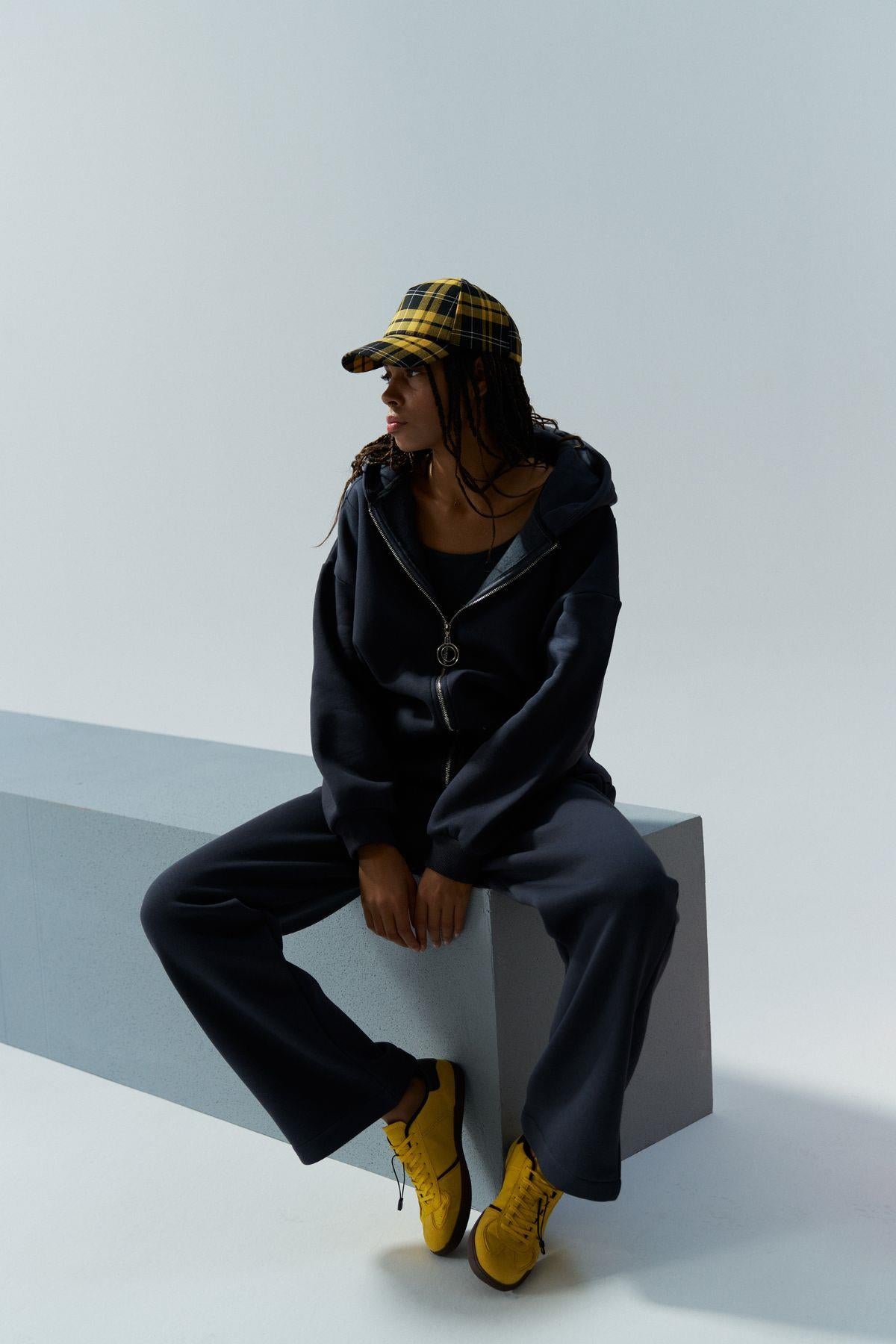 Füme Kadın Fermuar Detaylu Atlet-Alt-Üst 3'lü İçi Polarlı Şardonlu Takım