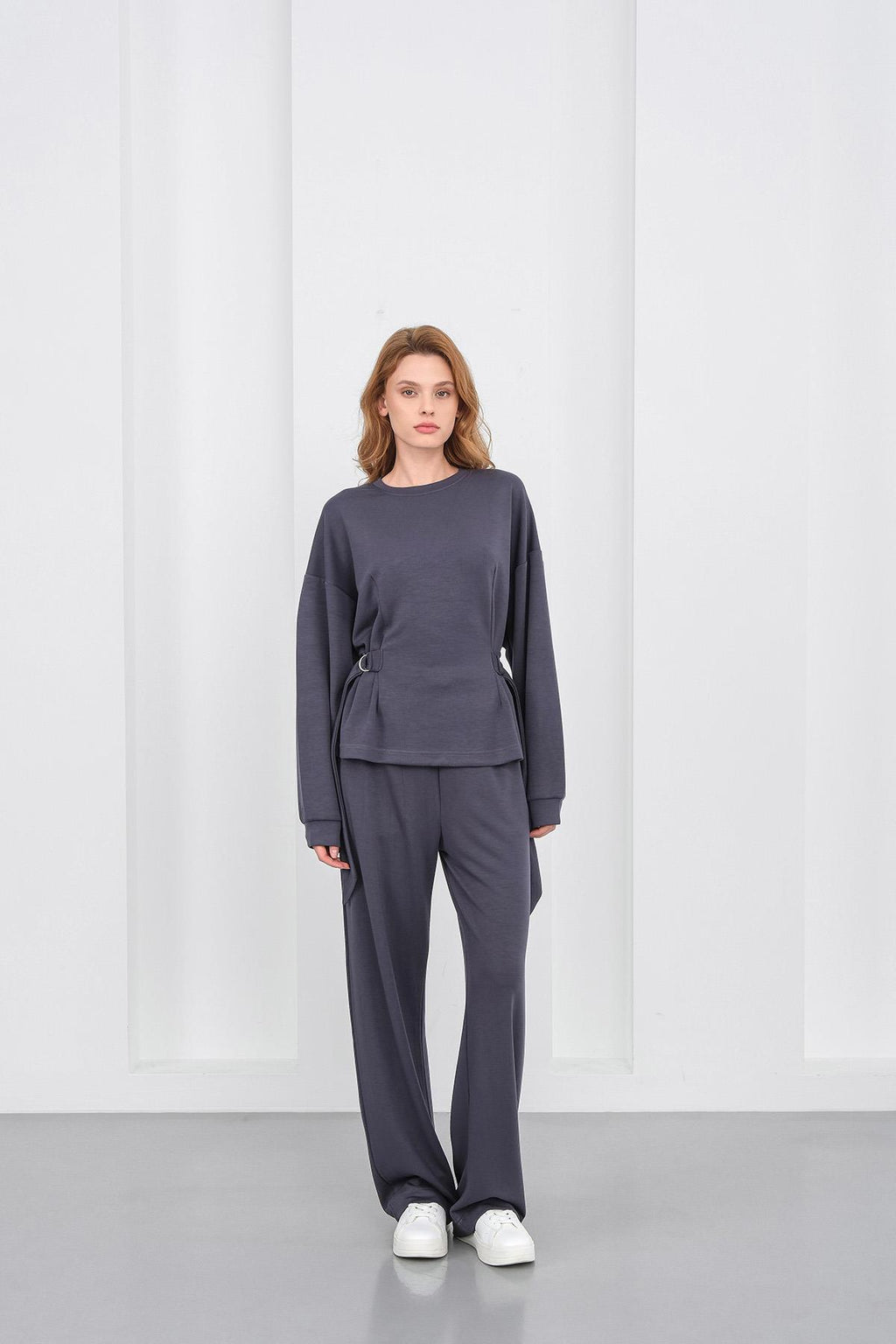 Füme Kadın Premium Modal D Toka Süs Kemerli Alt-Üst Takım