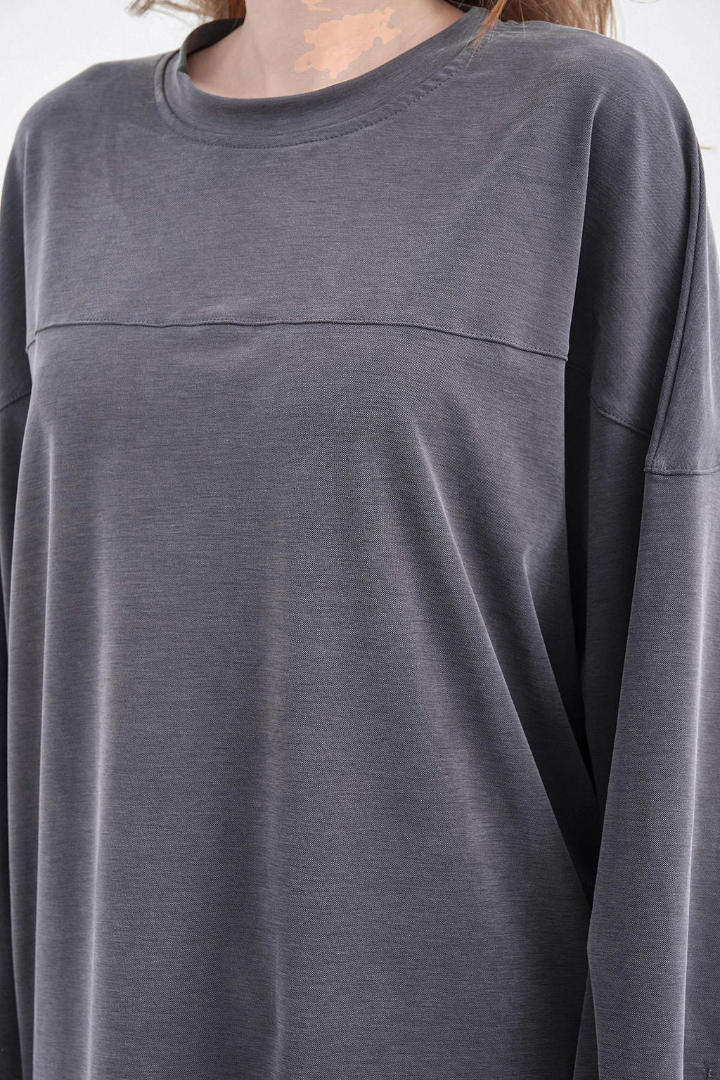 Füme Kadın Tencel Karışımlı Yumuşak Dokulu Nervürlü Bol Paça Basic Alt-Üst Takım