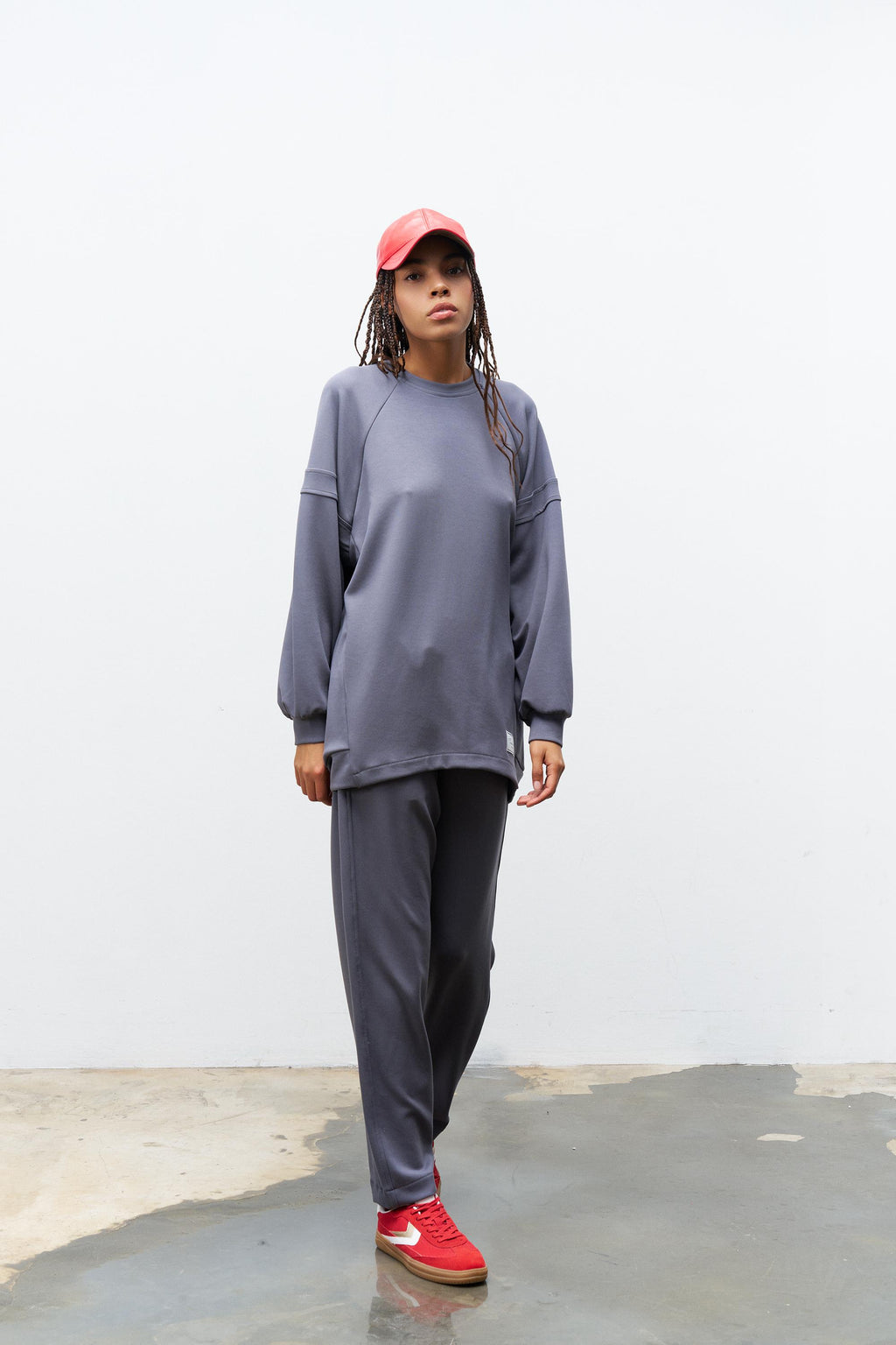 Füme Terletmez Süs Etiket Detaylı Üst  Ve Bel Lastikli Pantolon Modal Takım