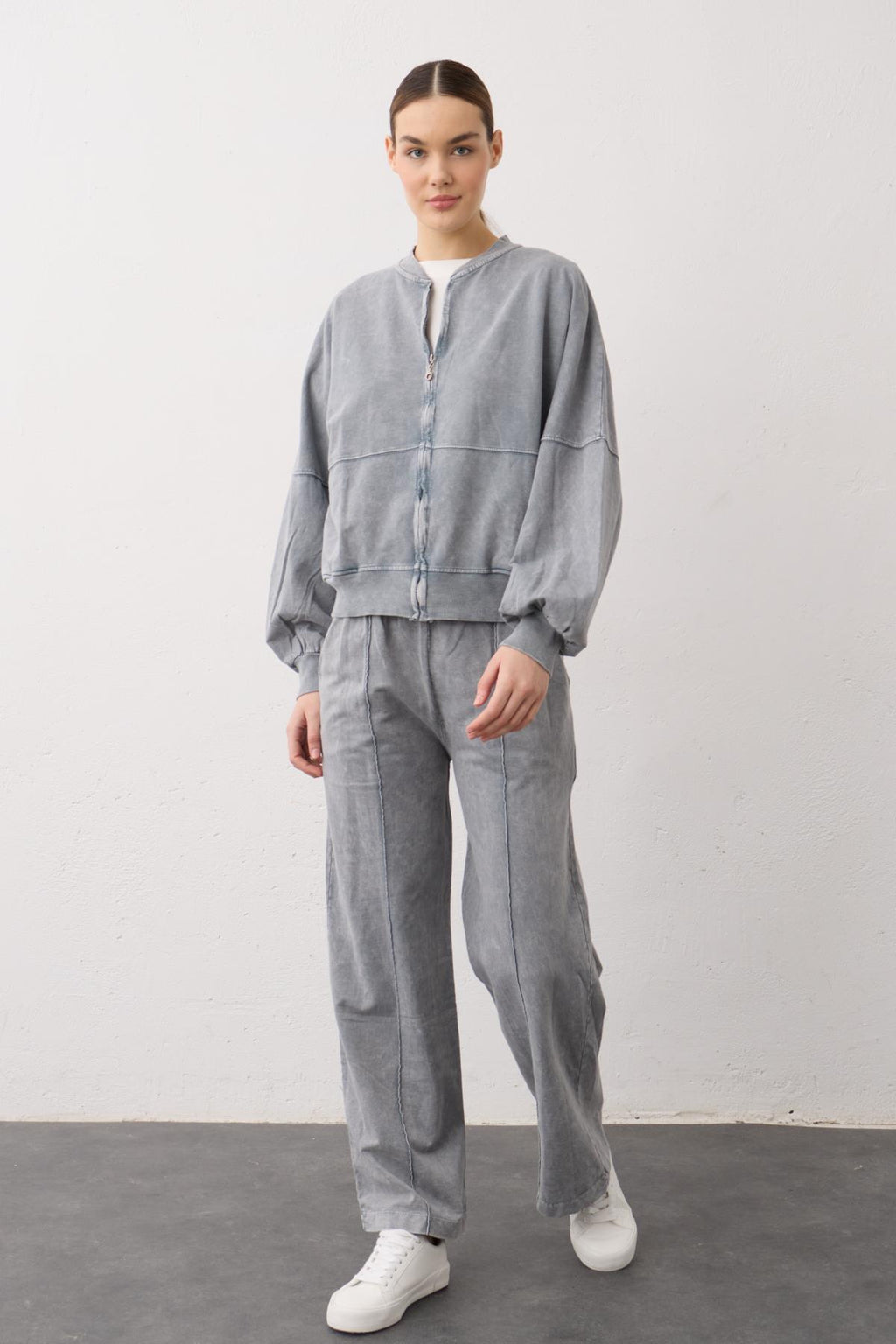 Füme Yıkama Efektli  Pamuklu Örme Alt Üst Takım