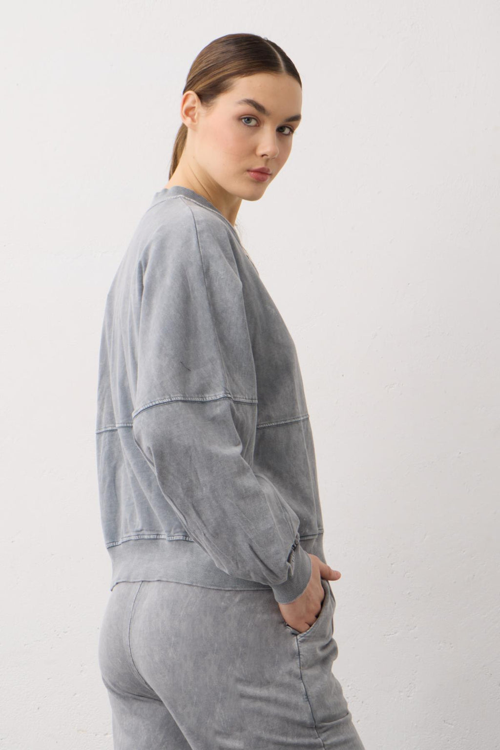 Füme Yıkama Efektli  Pamuklu Örme Alt Üst Takım