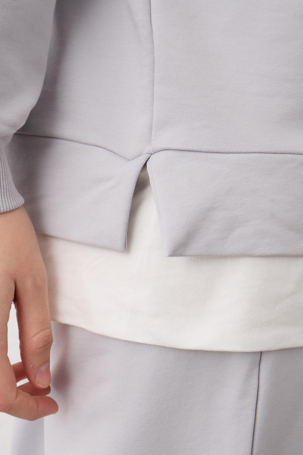 Gri Etiket Detaylı Paçası Fermuarlı Eteği Süprem Pamuklu Örme Alt Üst Takım