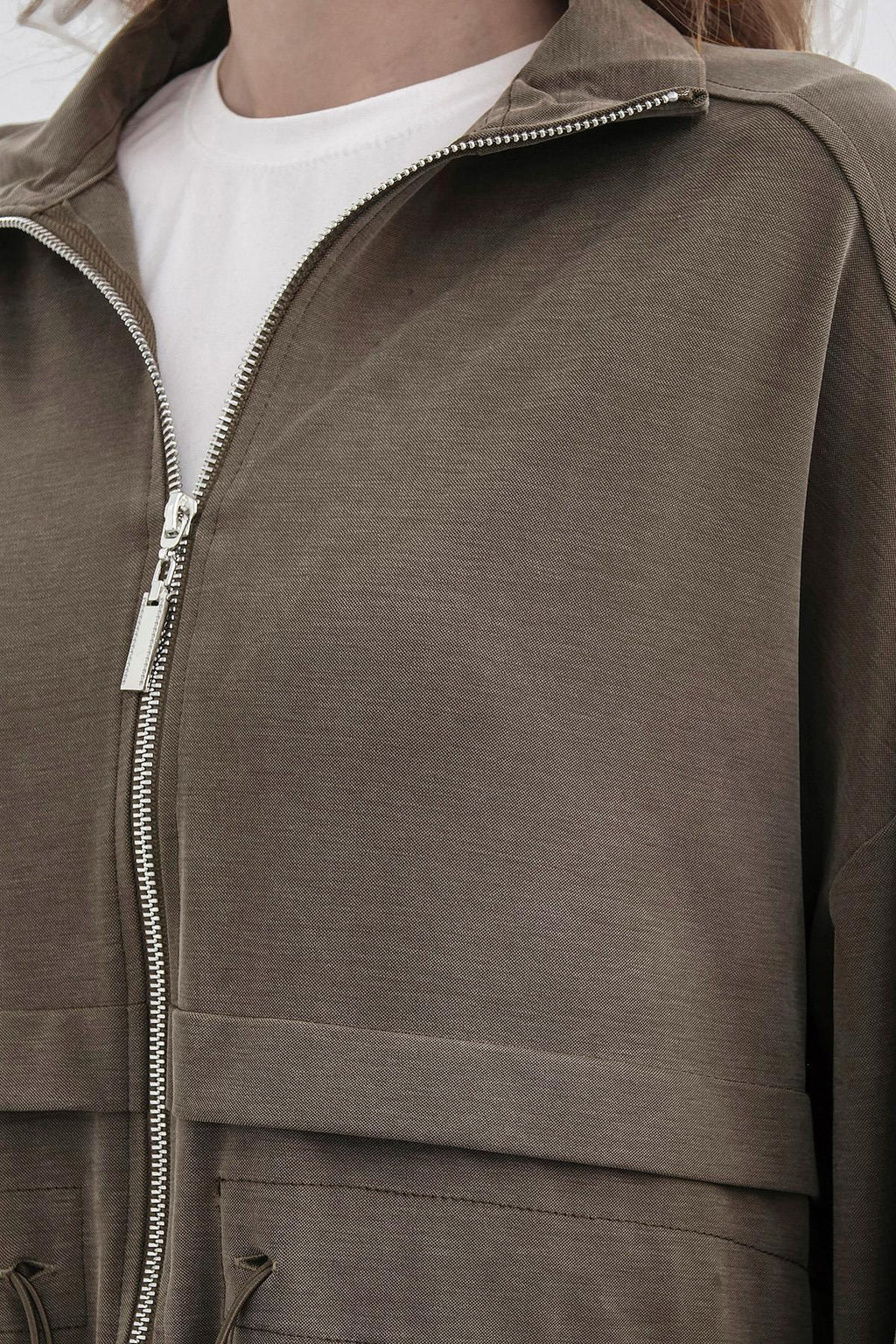 HAKİ Kadın Bel Lastik Detaylı Cepli Fermuar Kapamalı Oversize Modal Alt Üst Takım