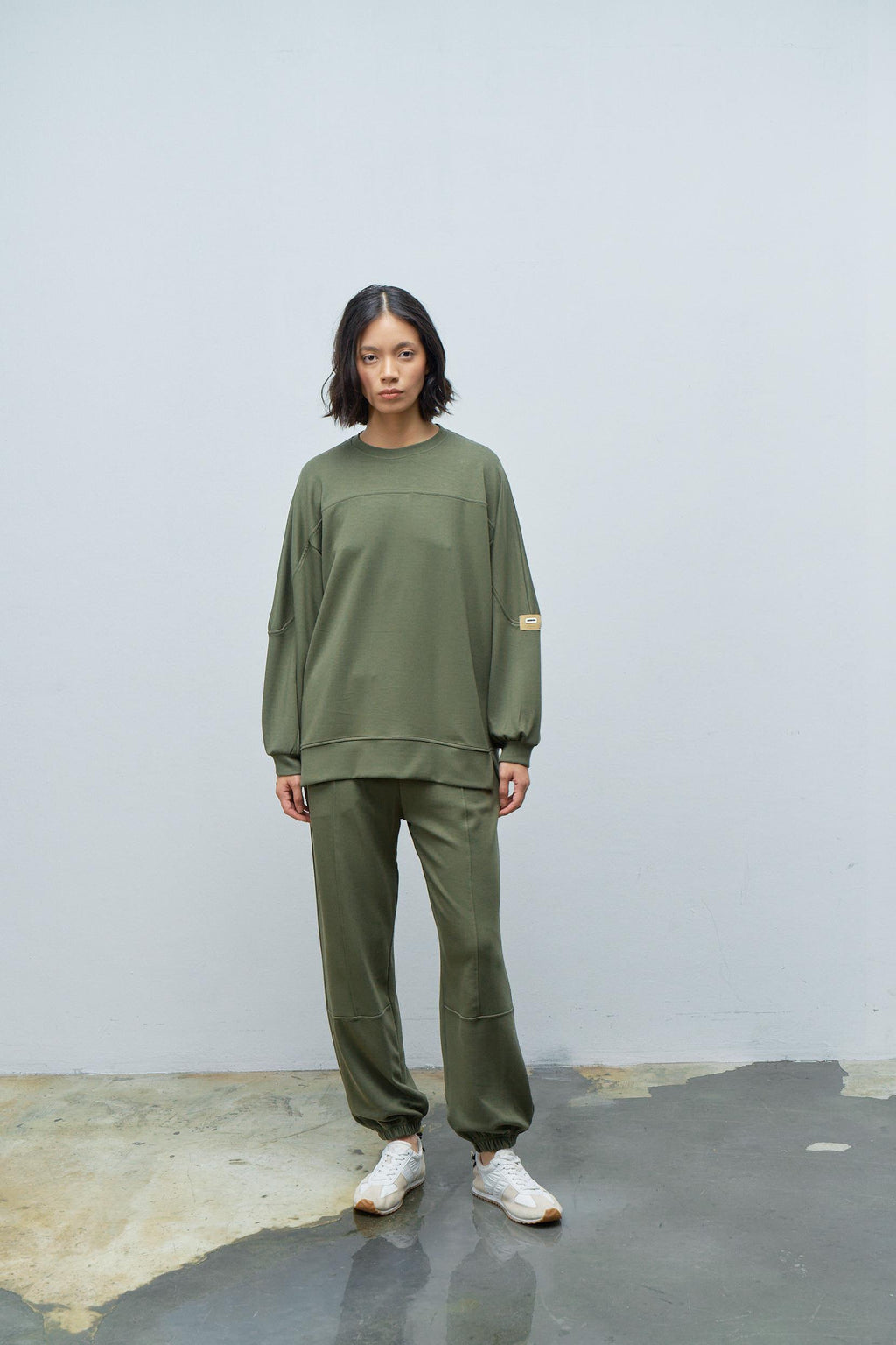 HAKİ Kadın Premium Modal Süs Etiket Detaylı Jogger Alt-Üst Takım