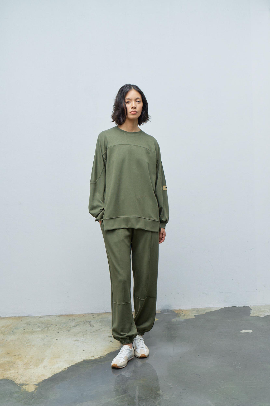 HAKİ Kadın Premium Modal Süs Etiket Detaylı Jogger Alt-Üst Takım