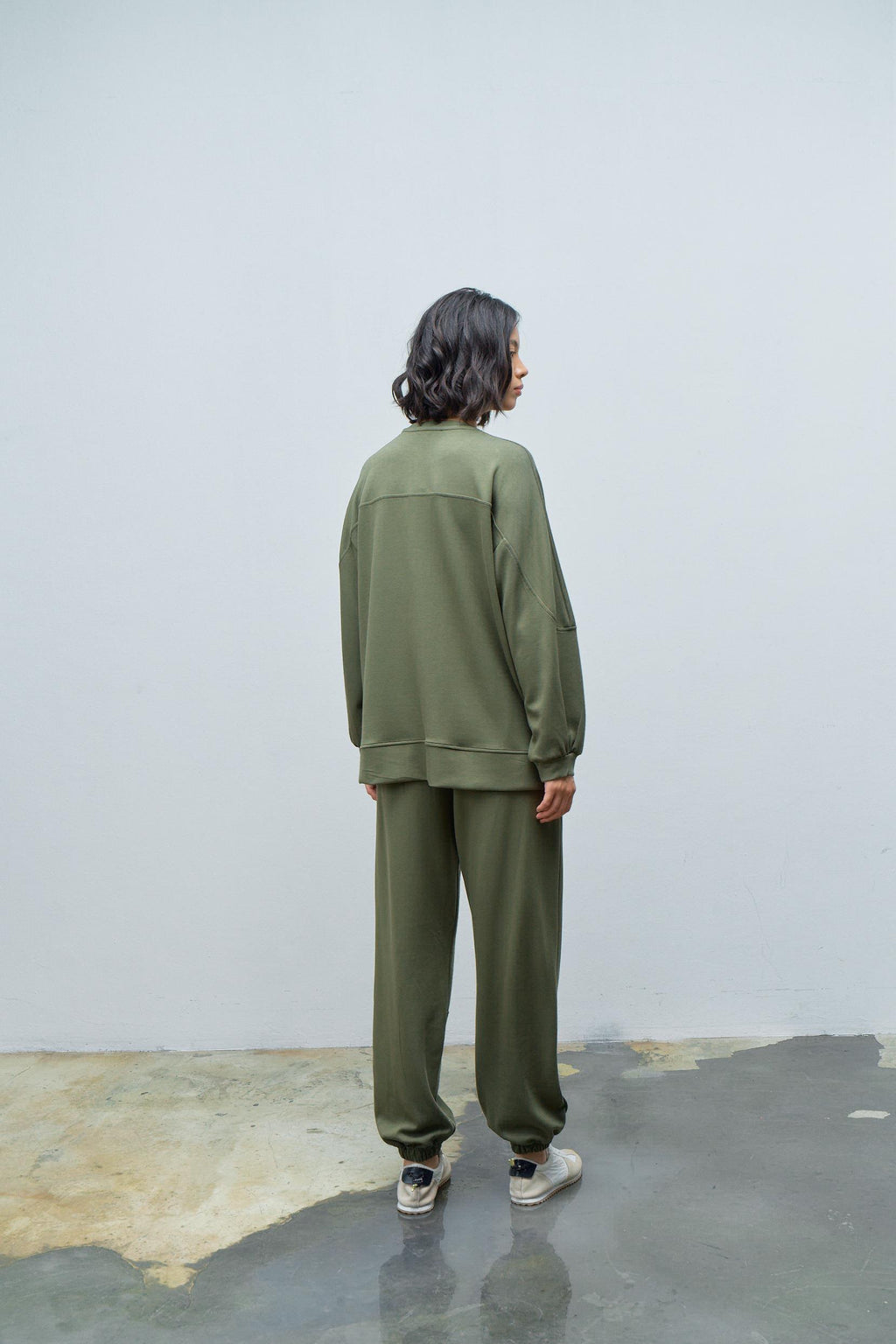 HAKİ Kadın Premium Modal Süs Etiket Detaylı Jogger Alt-Üst Takım