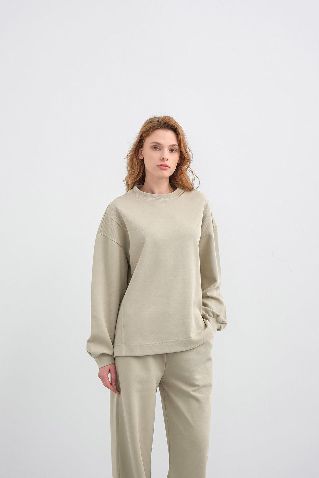 HAKİ Kadın Oversize Pike Dokulu Bol Paça Alt-Üst Takım