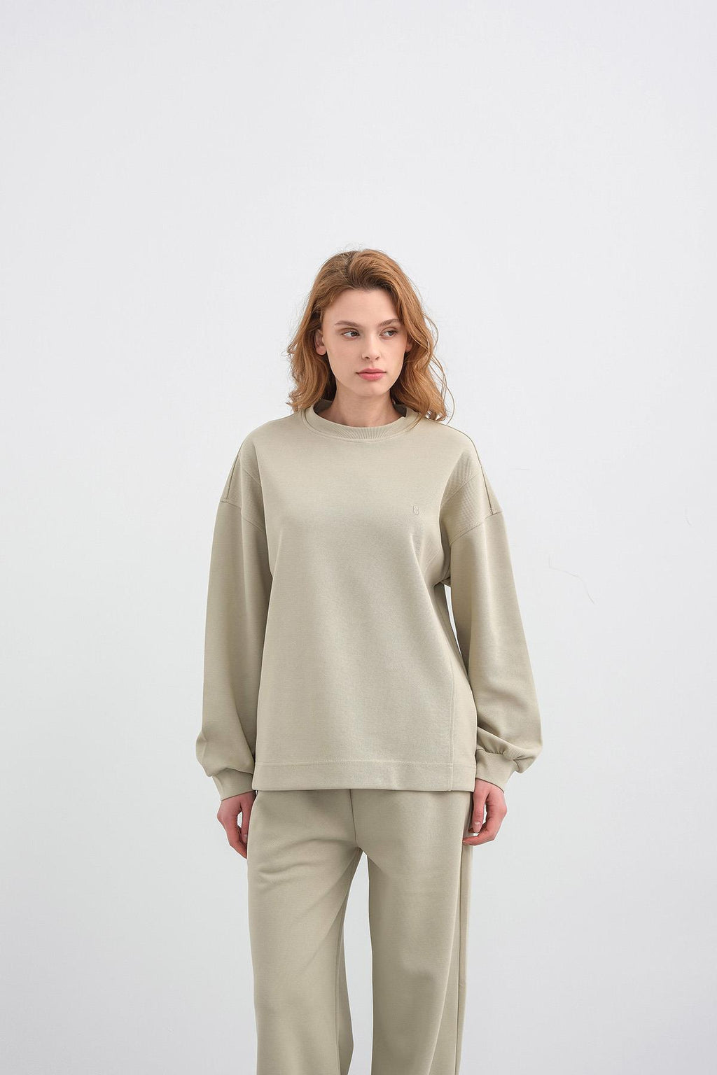 HAKİ Kadın Oversize Pike Dokulu Bol Paça Alt-Üst Takım