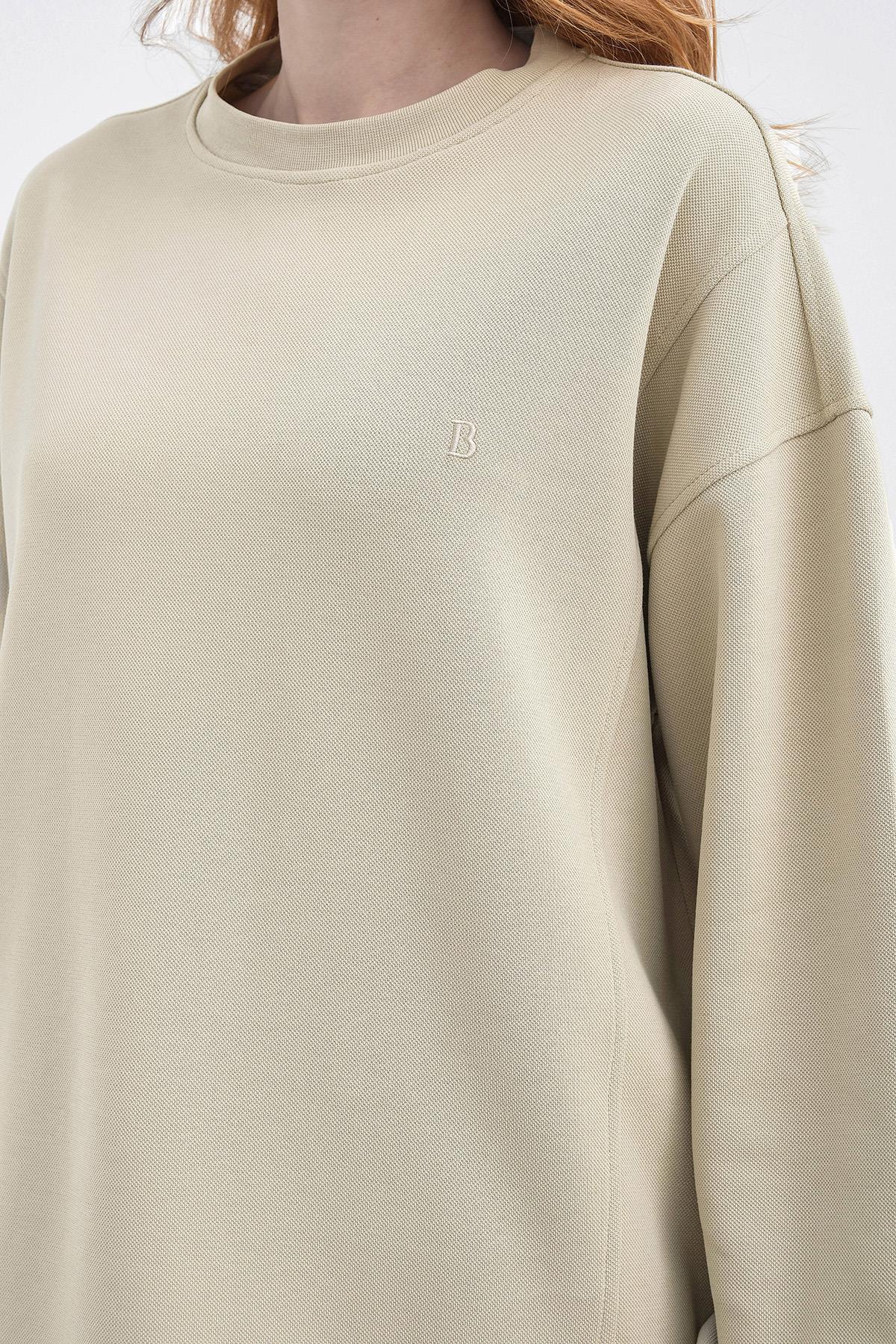 HAKİ Kadın Oversize Pike Dokulu Bol Paça Alt-Üst Takım