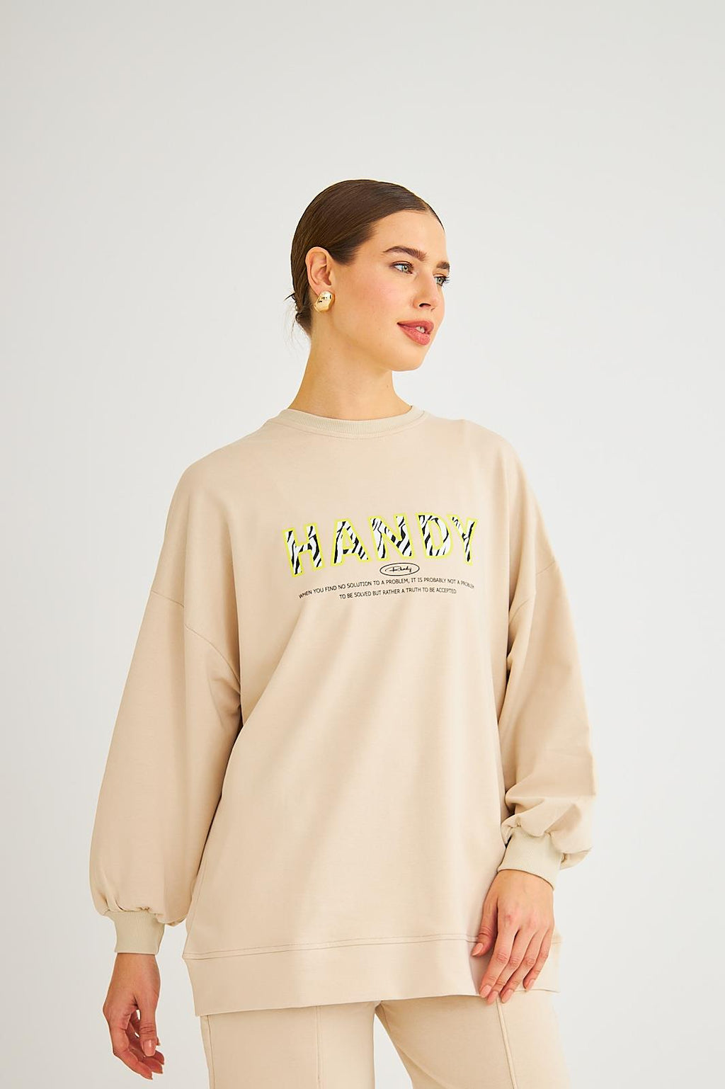 Handy Baskılı Pamuklu Oversize Taş Alt Üst Takım