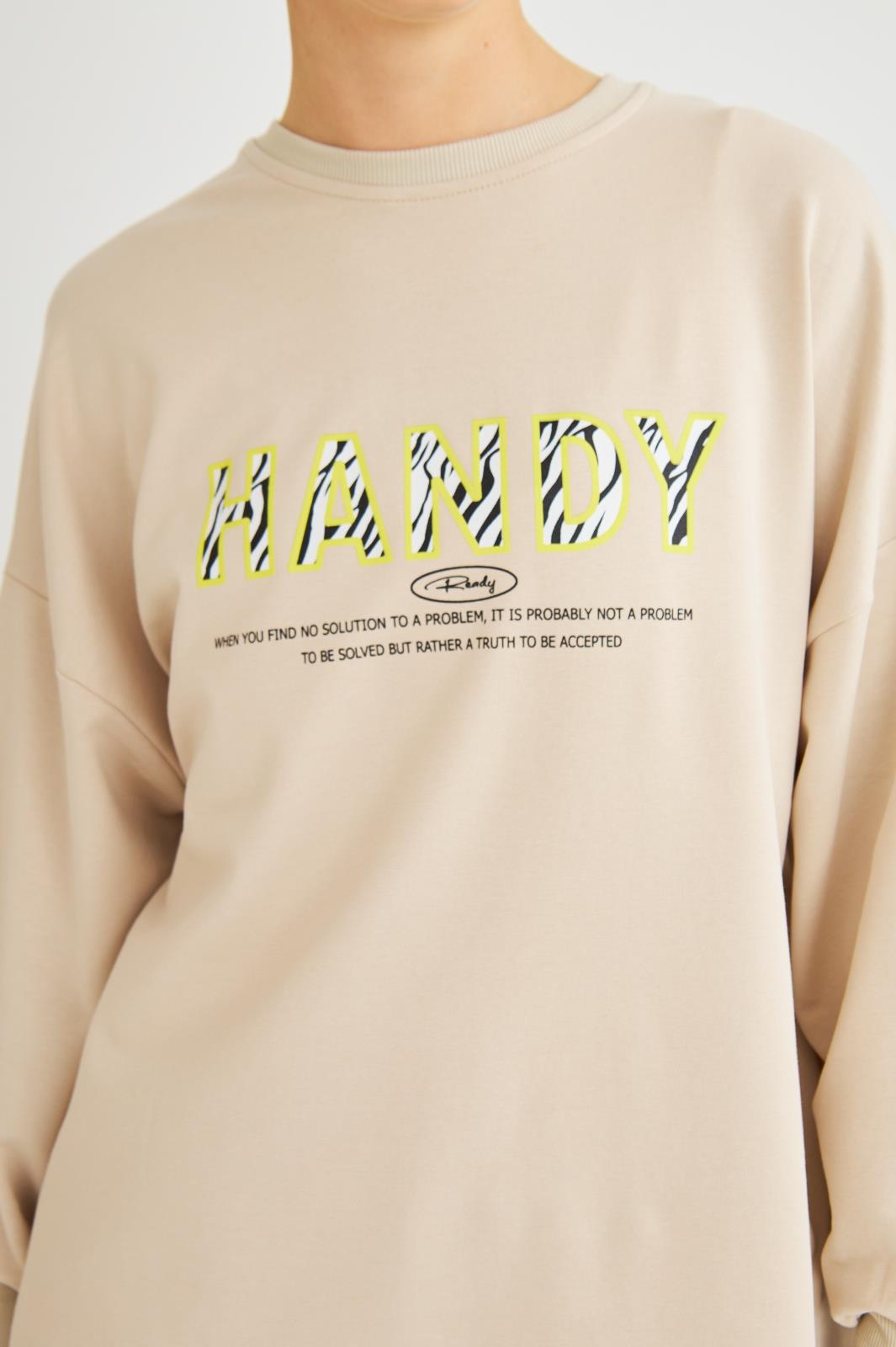 Handy Baskılı Pamuklu Oversize Taş Alt Üst Takım