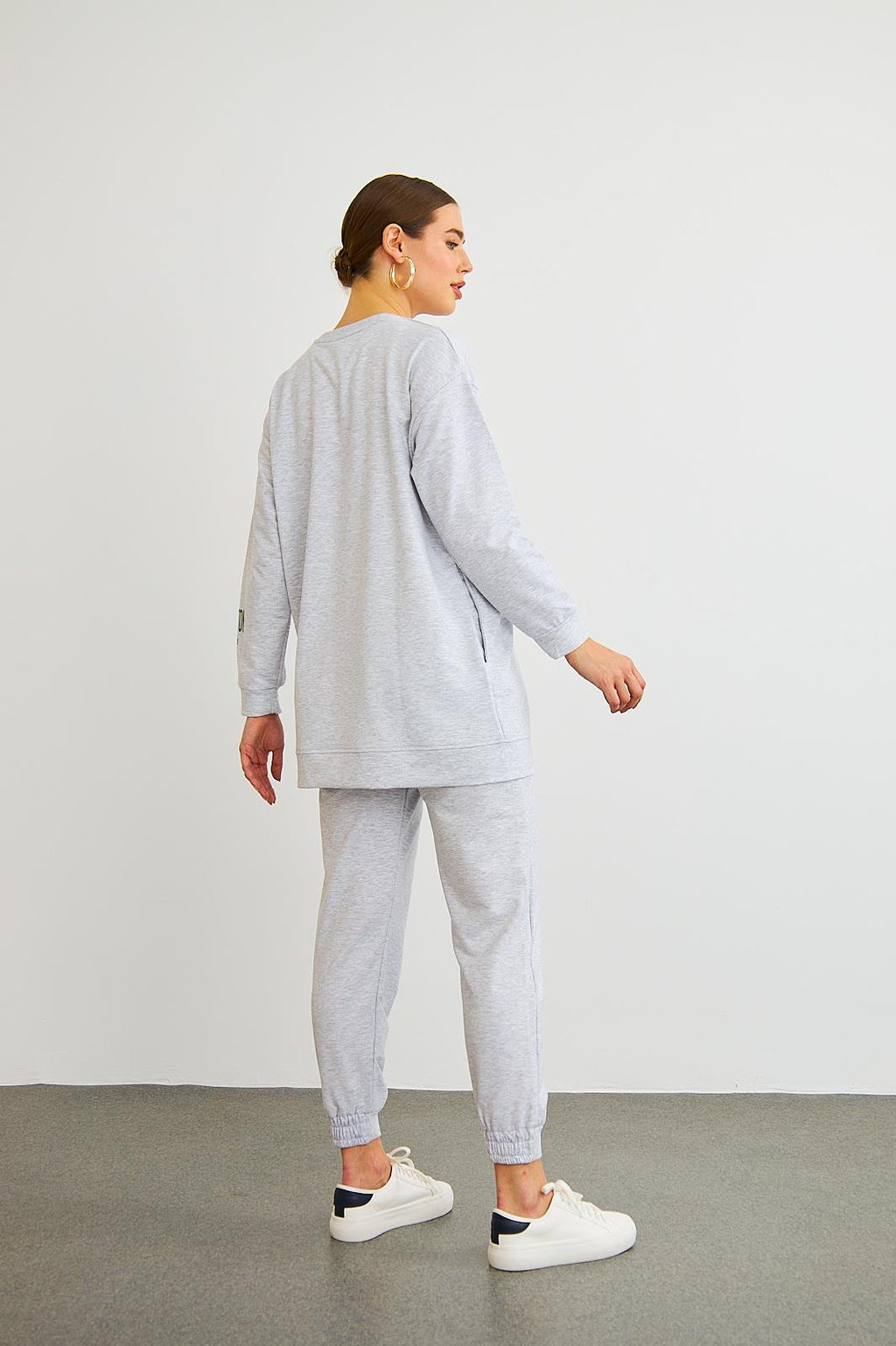 Houston Pamuklu Oversize Gri Alt Üst Takım