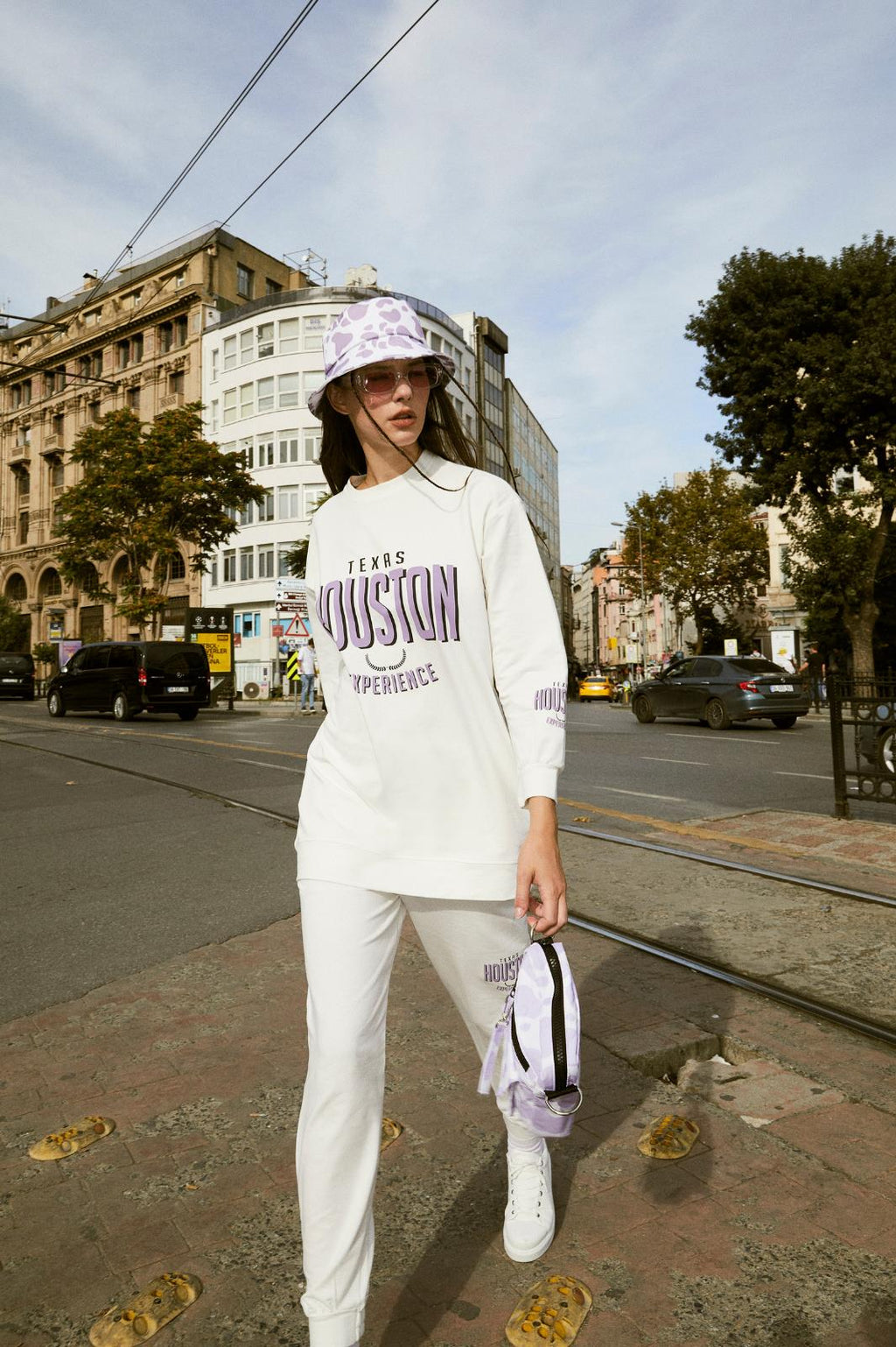 Houston Pamuklu Oversize Ekru Alt Üst Takım