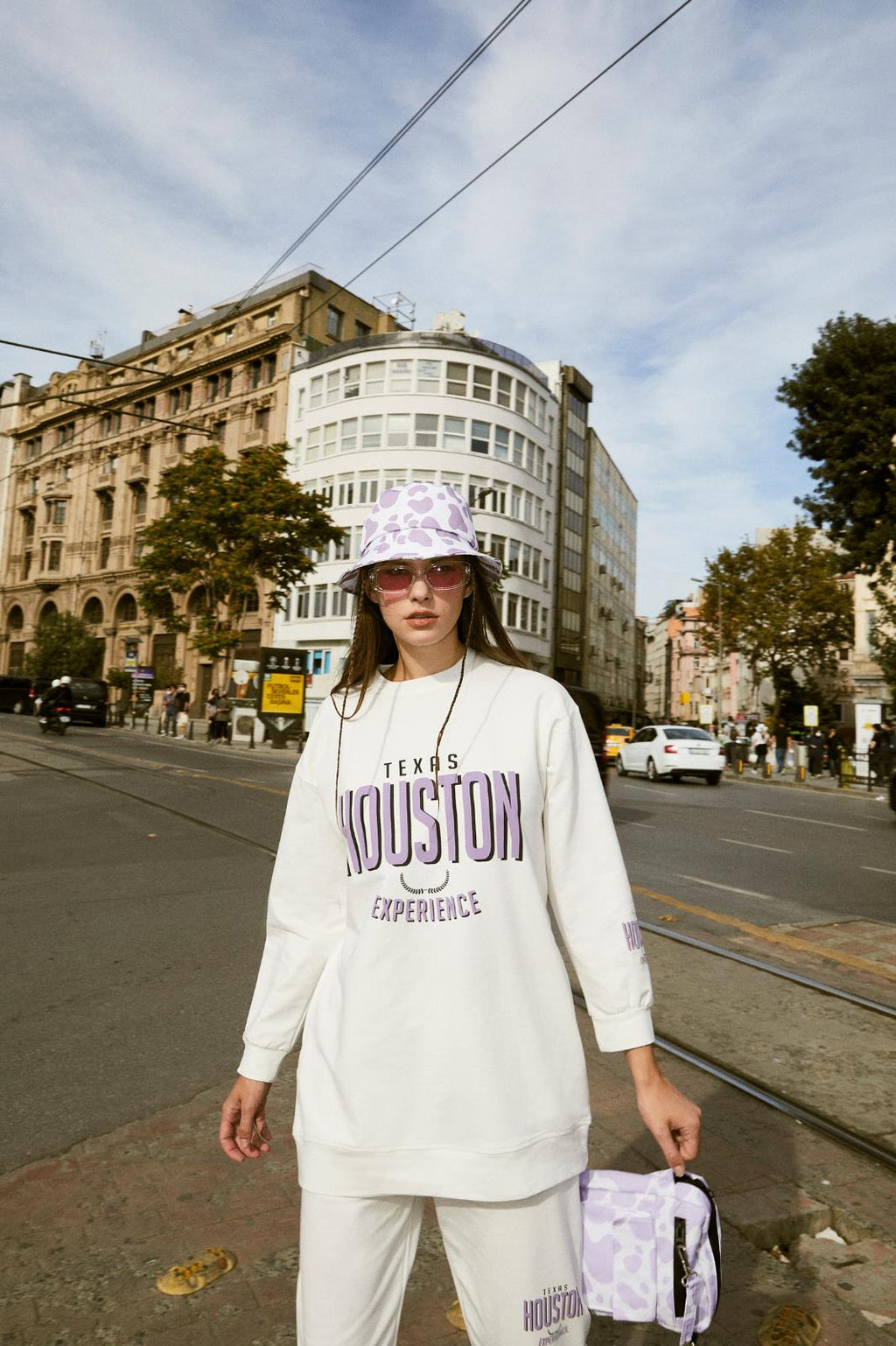 Houston Pamuklu Oversize Ekru Alt Üst Takım