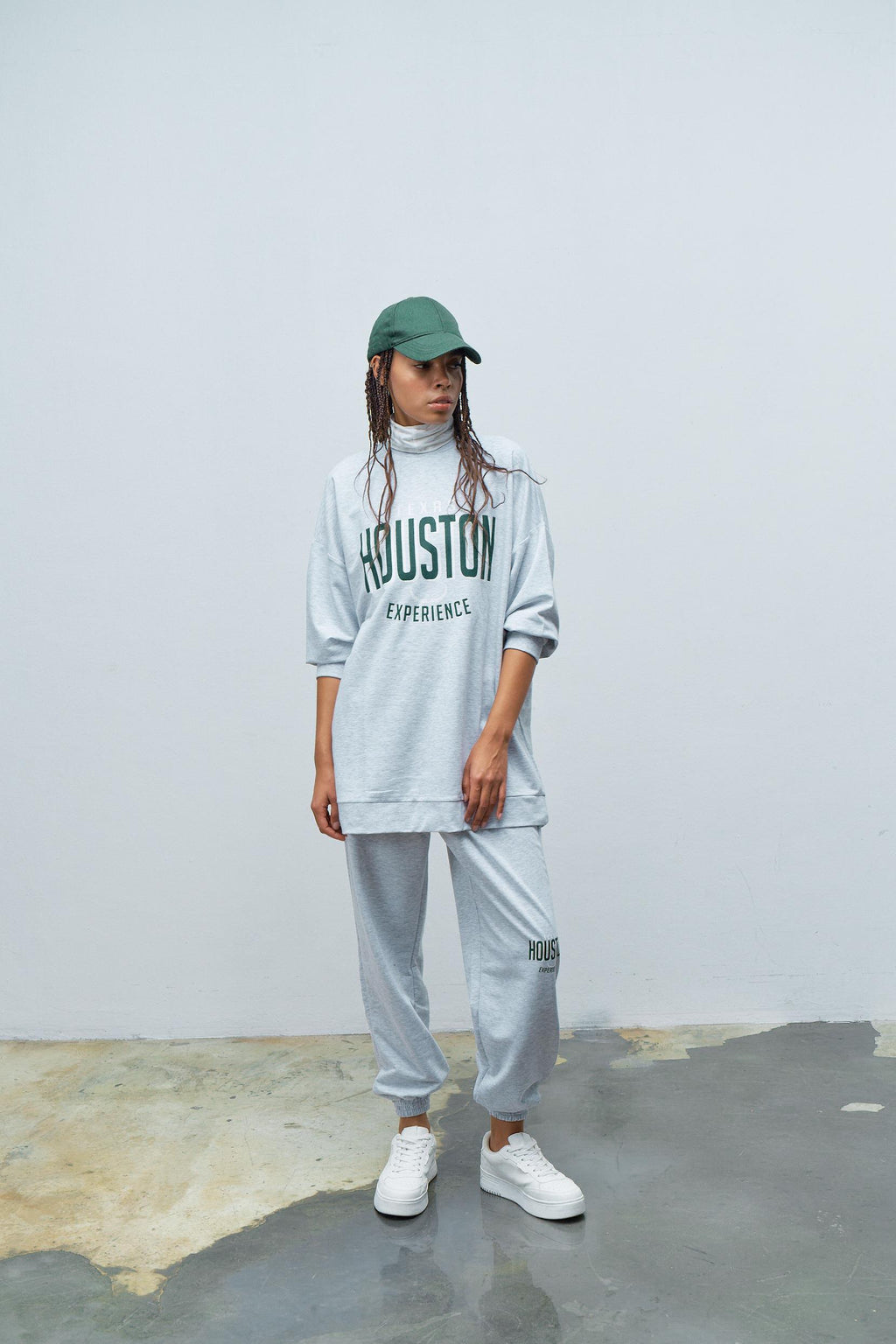 Houston Pamuklu Oversize Gri Alt Üst Takım