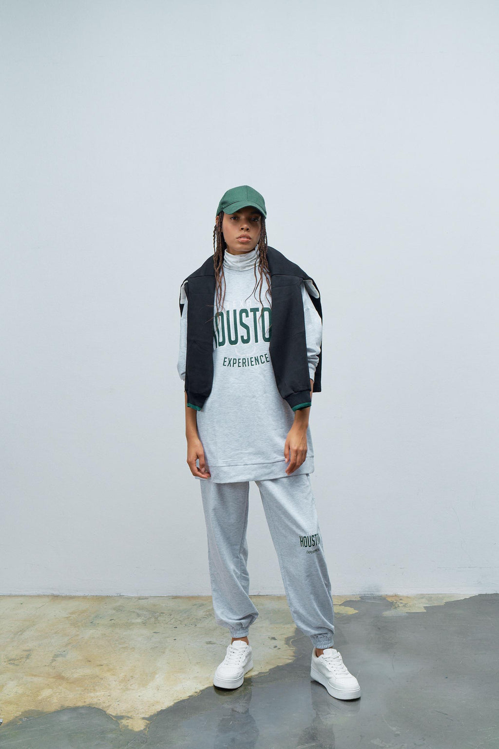 Houston Pamuklu Oversize Gri Alt Üst Takım