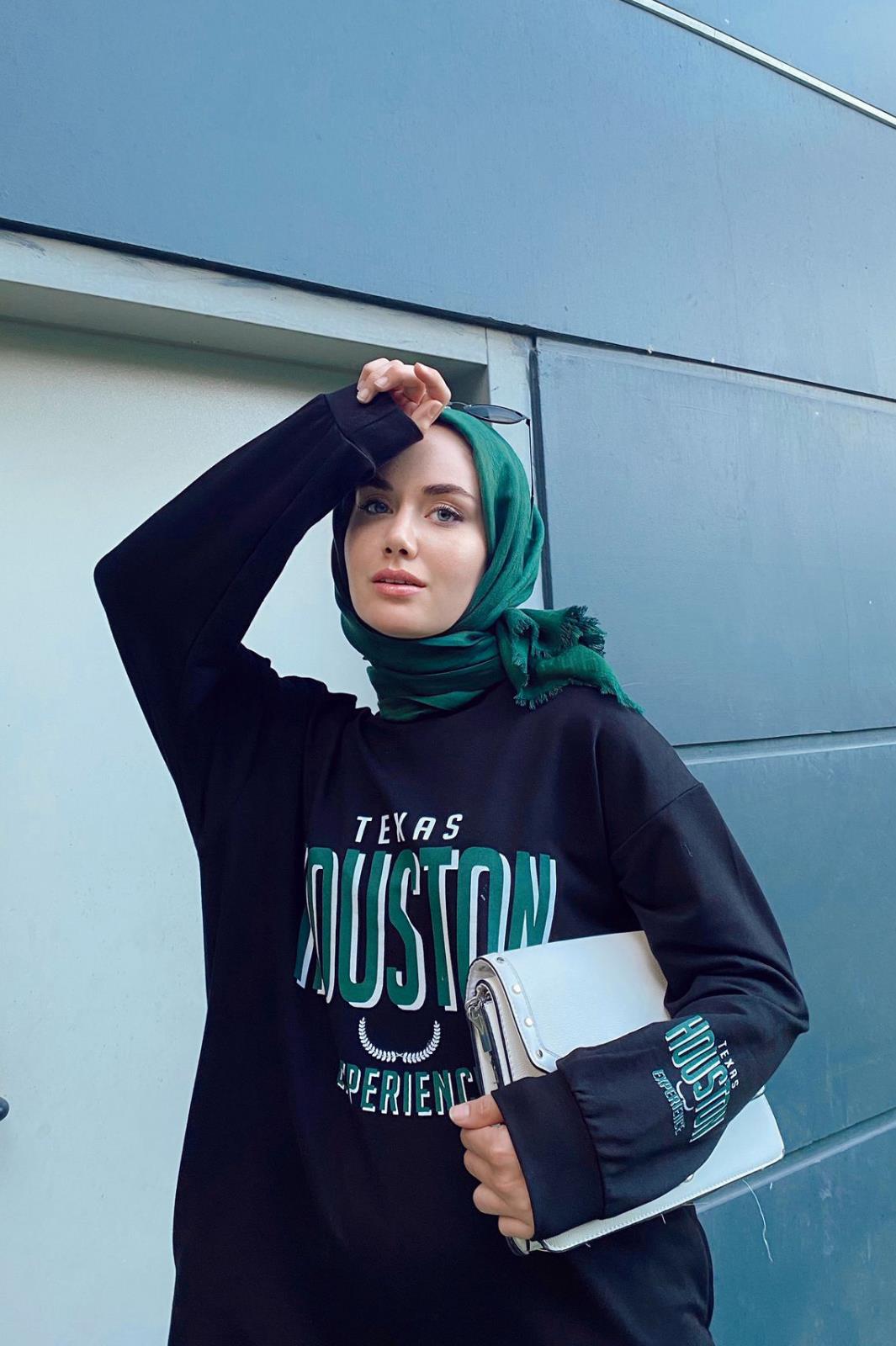 Houston Pamuklu Oversize Siyah Alt Üst Takım