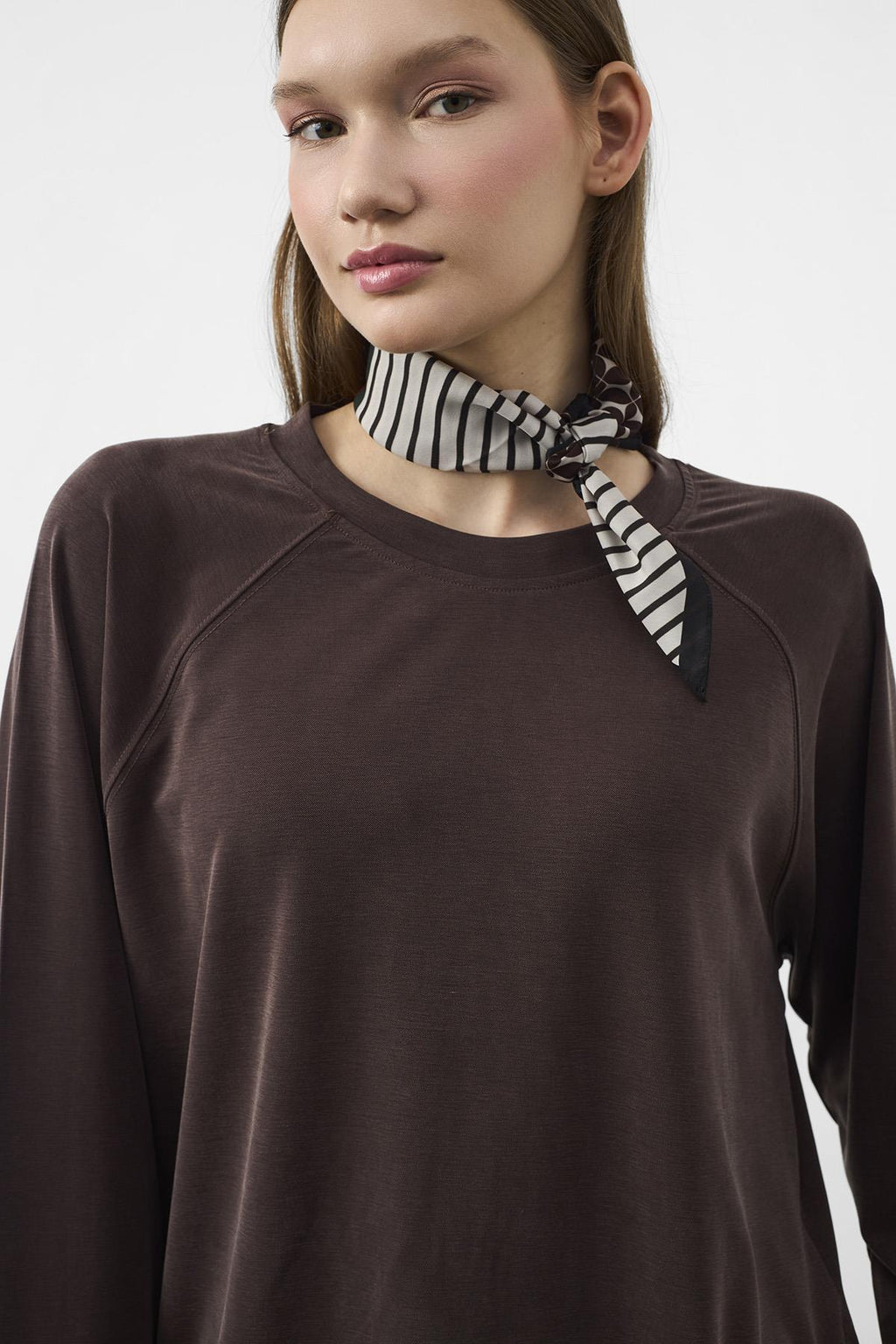 Kahverengi Oversize Kalıp Tencel Dokulu Relax Fit Premium Takım