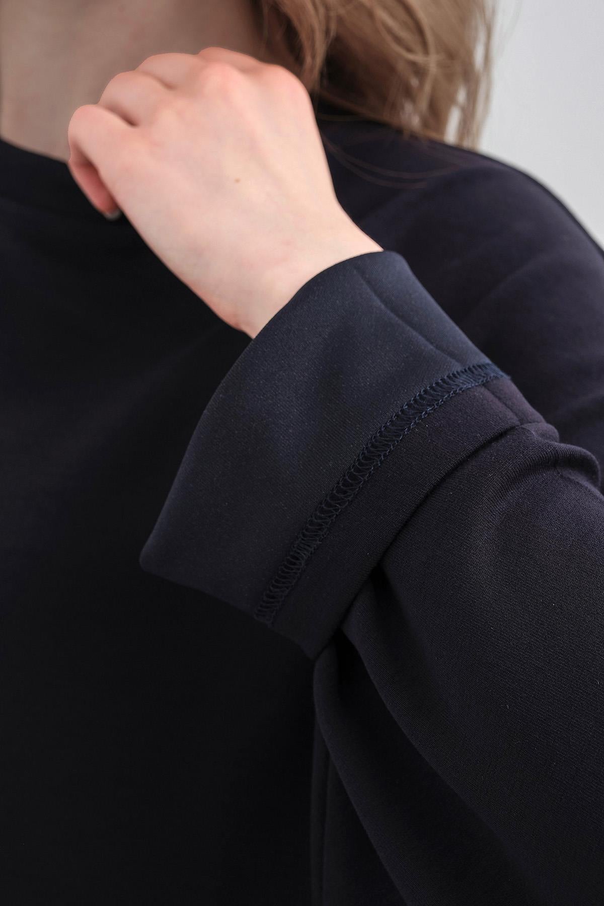 Koyu Lacivert Kadın Yumuşak Dokulu Premium Modal Kumaş Alt-Üst Takım