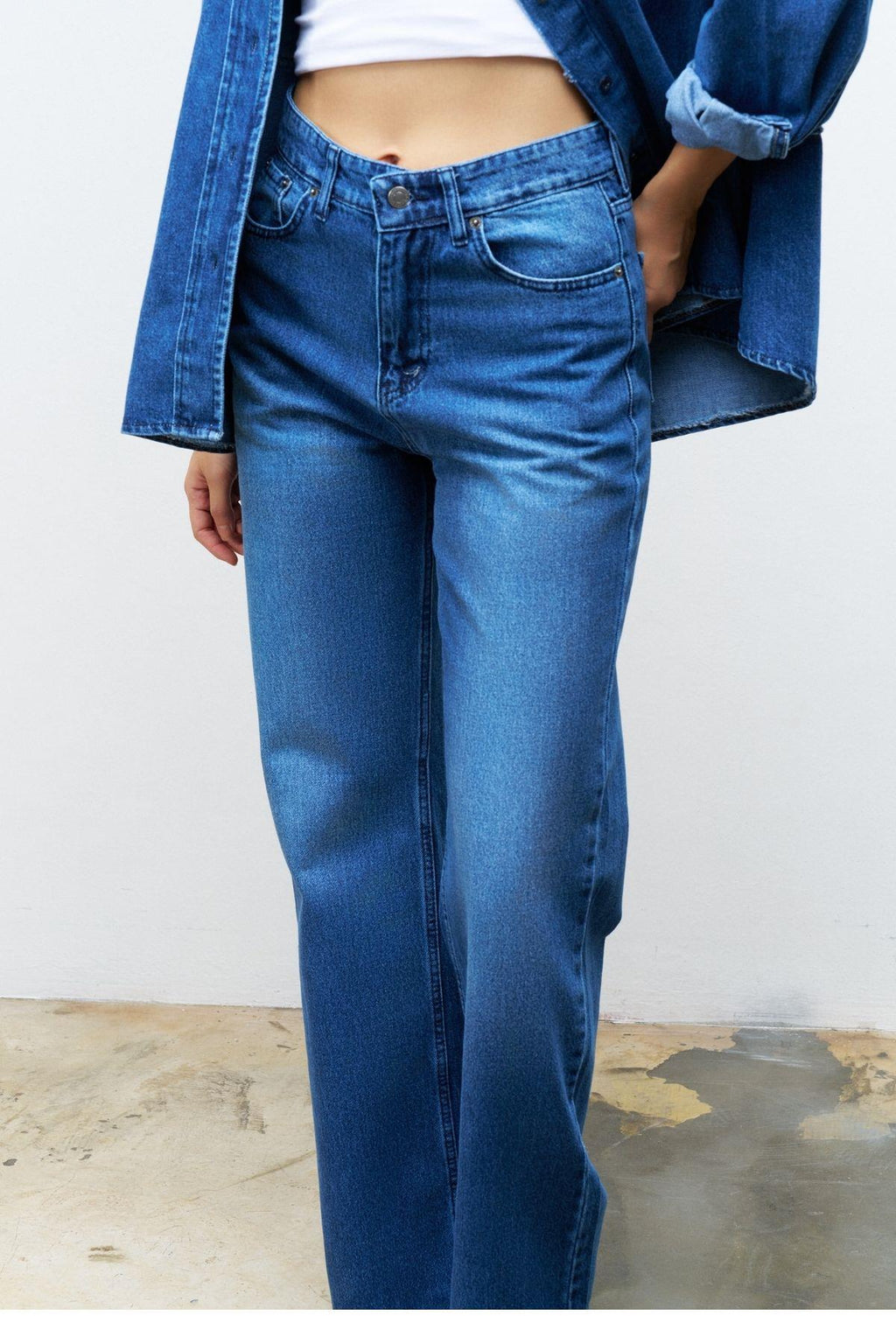 Koyu Mavi %100 Cotton Gömlek Pantolon Takım