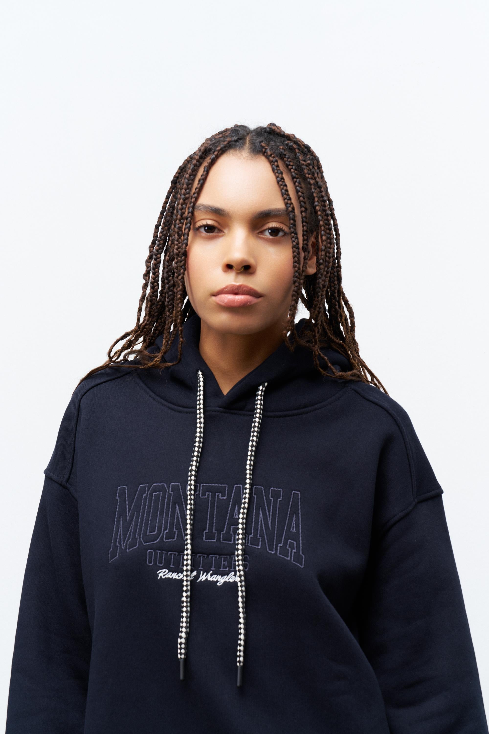 Lacivert İçi Polarlı Alt Üst Nakış İşlemeli Kapüşonlu Oversize Şardonlu Takım