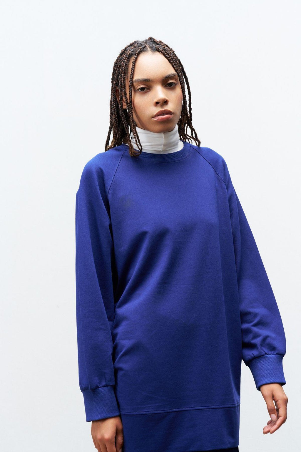 Lacivert Kadın Bisiklet Yaka  Basic Rahat Kesim Pamuklu  Örme Alt Üst Takım