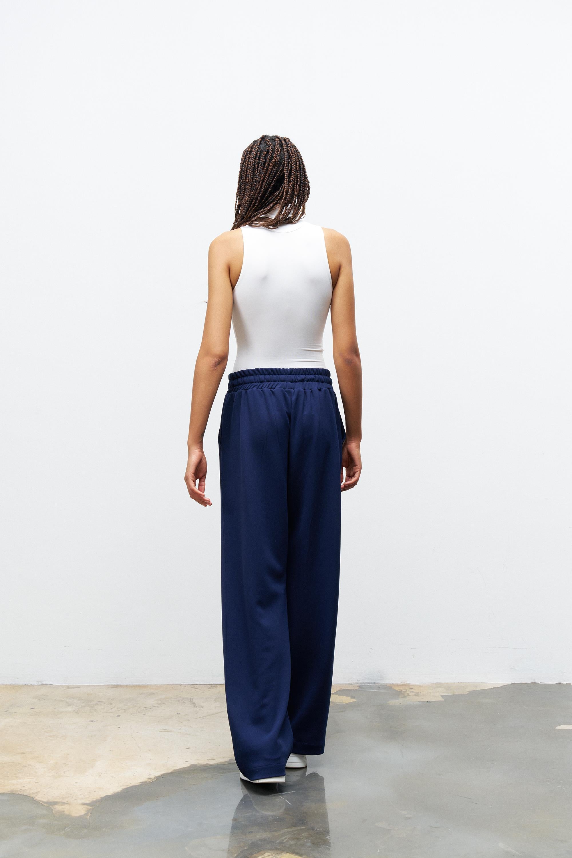 Lacivert Kadın Bel Ayarlanabilir Rahat Kalıp Modal Pantolon