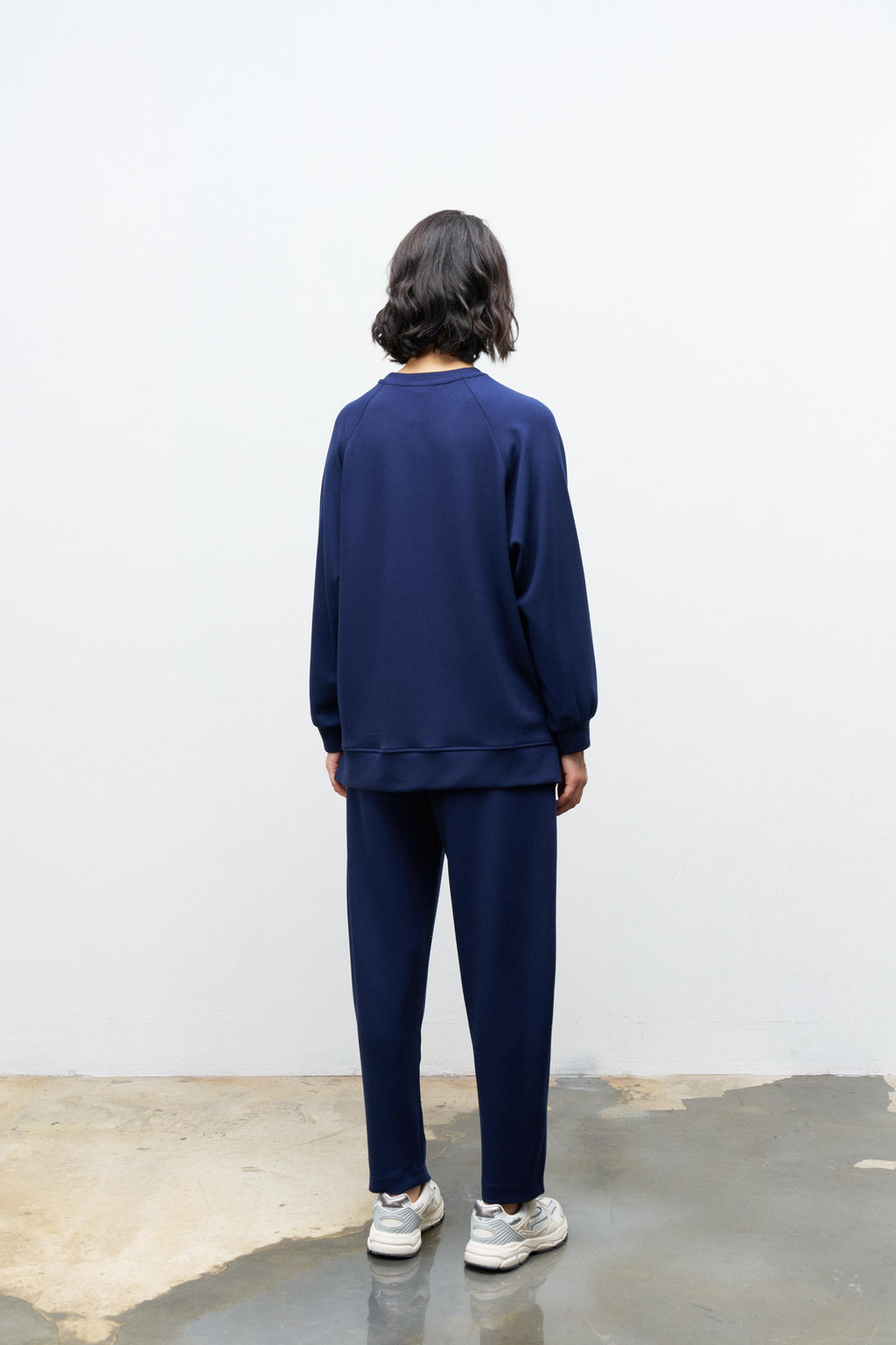 Lacivert Kadın Bisiklet Yaka Eteği Süprem Üst Ve Beli Lastikli Alt Modal Takım