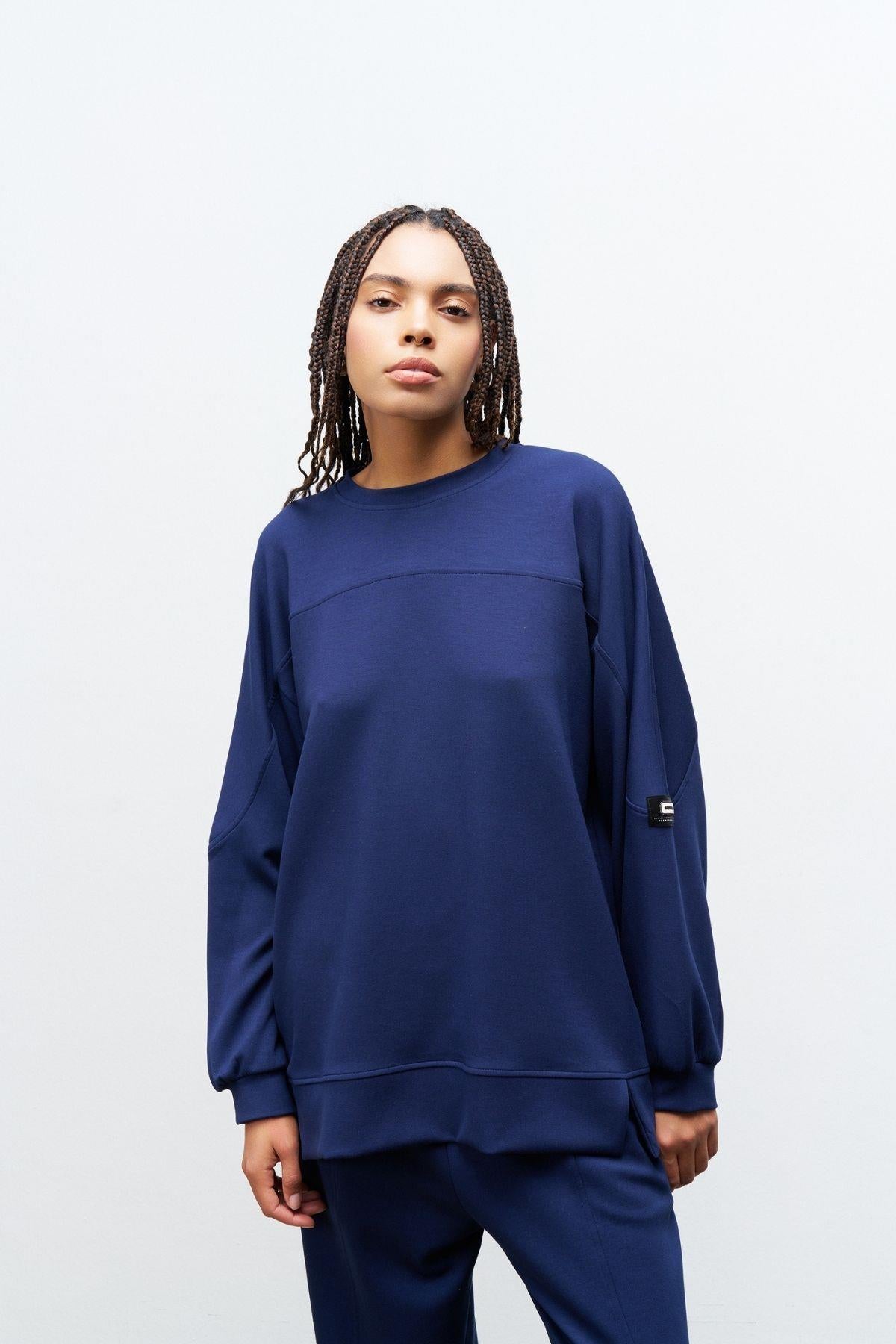 Lacivert Kadın Premium Modal Süs Etiket Detaylı Jogger Alt-Üst Takım