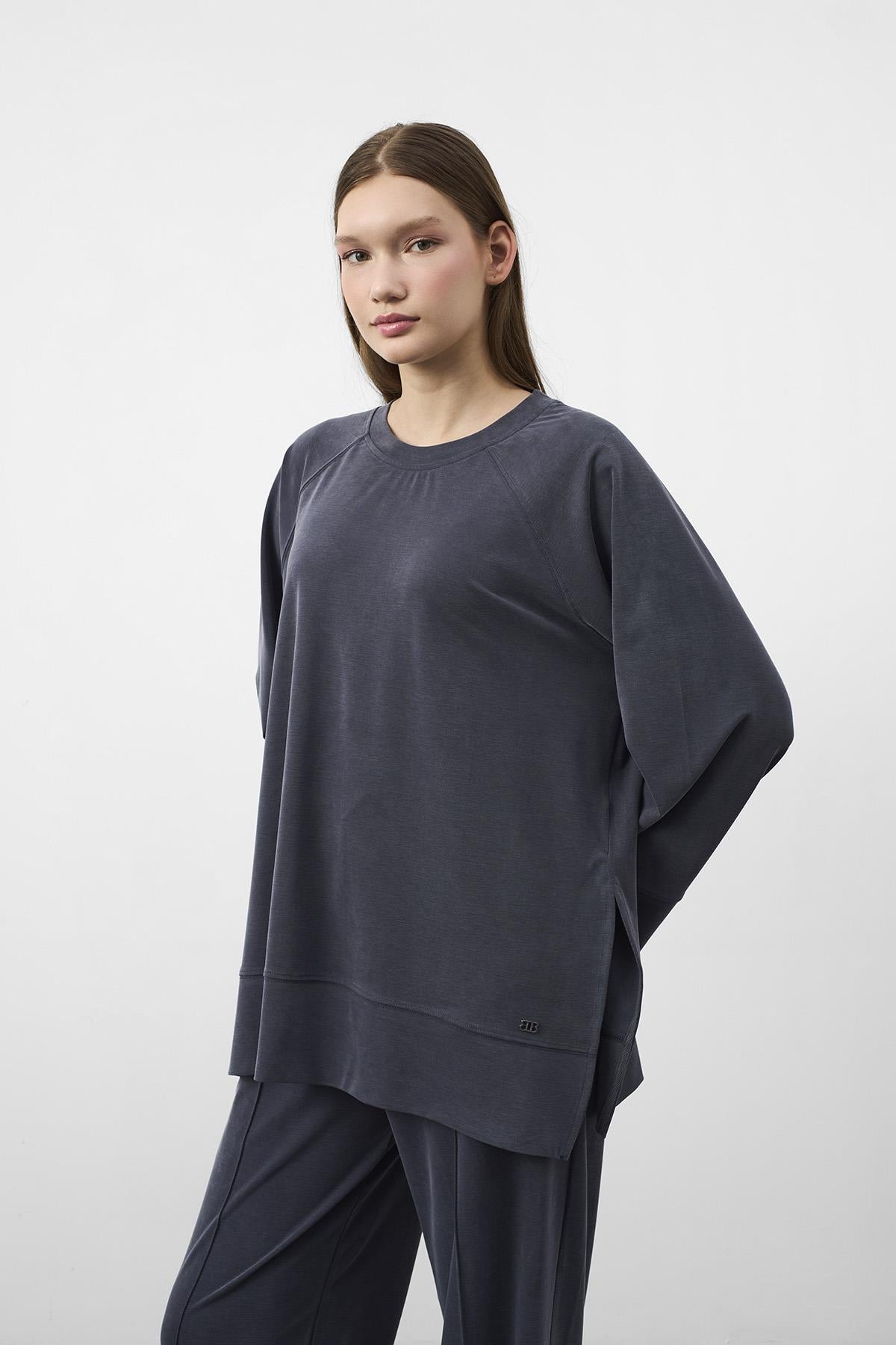 Lacivert Oversize Kalıp Tencel Dokulu Relax Fit Premium Takım