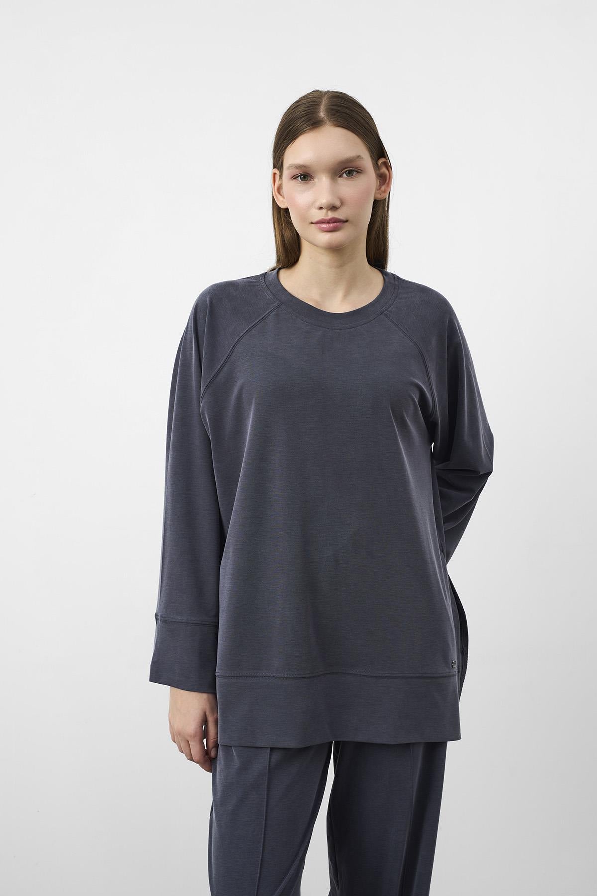 Lacivert Oversize Kalıp Tencel Dokulu Relax Fit Premium Takım