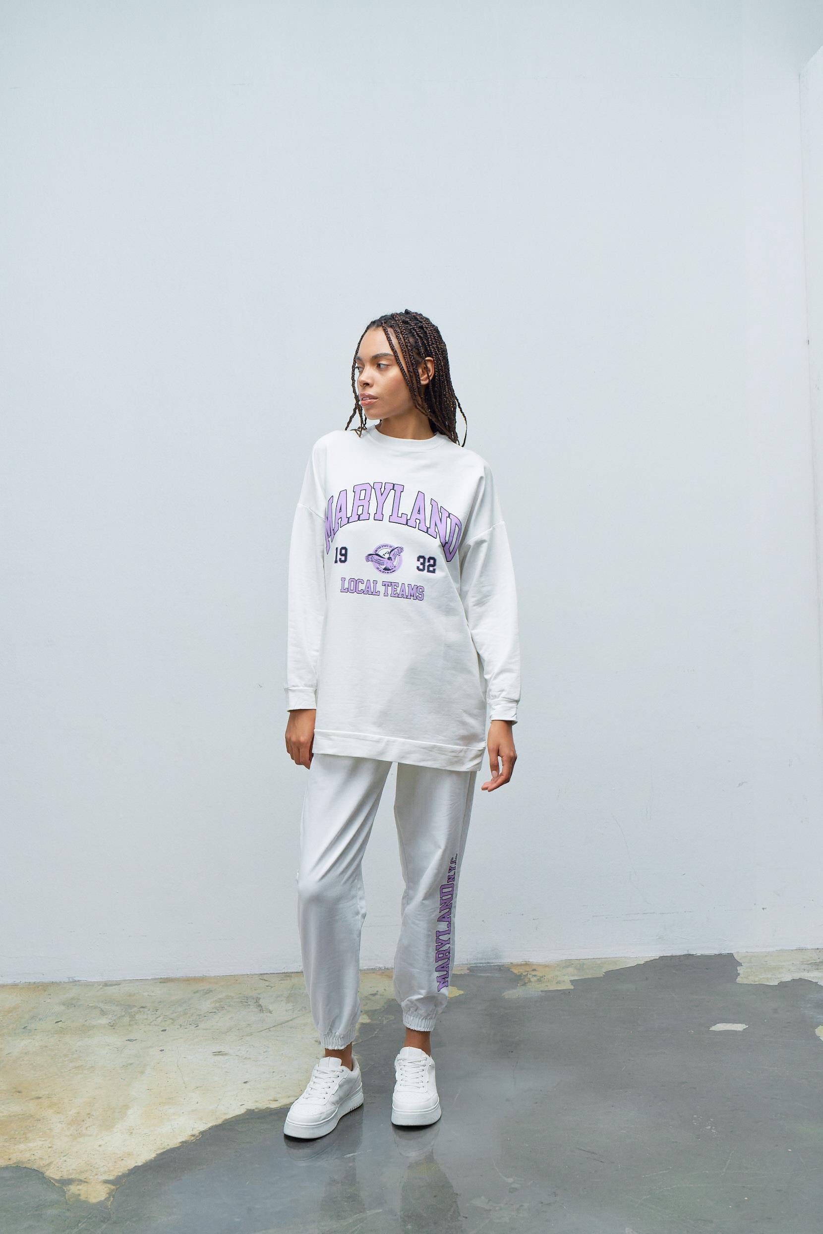 Maryland Pamuklu Oversize Ekru Takım