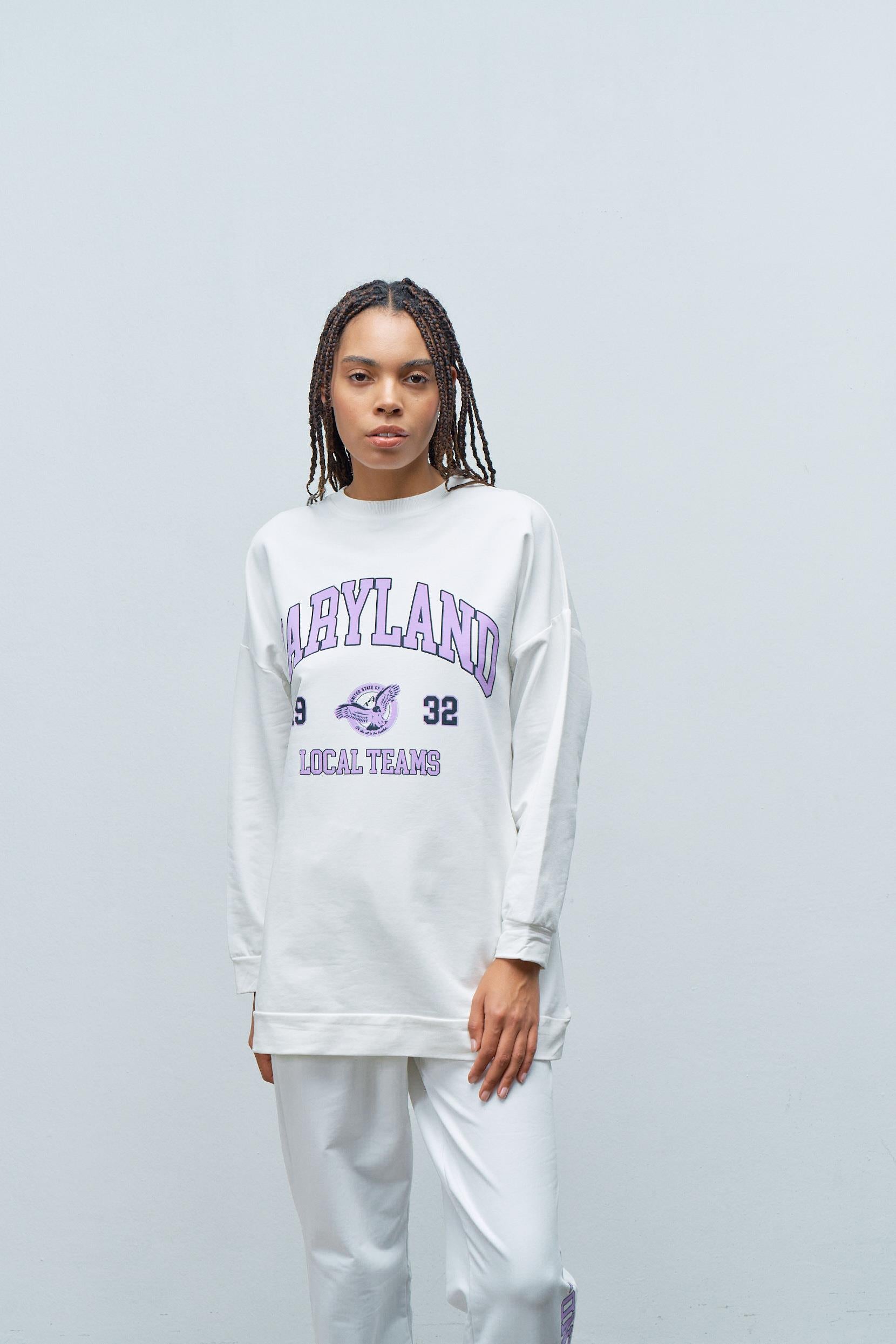 Maryland Pamuklu Oversize Ekru Takım