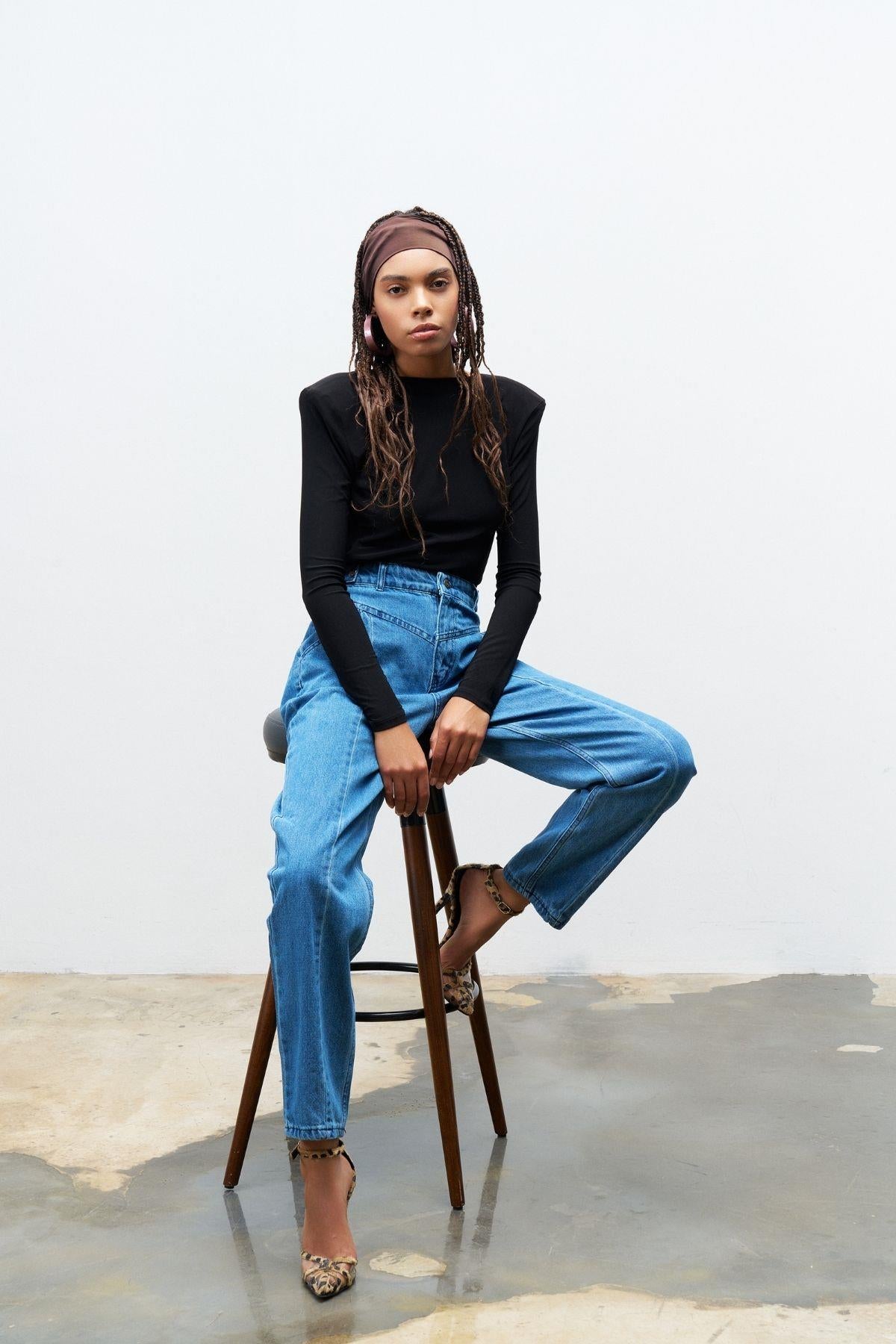 Mavi nervür Dikişli %100 Cotton Denim Pantolon