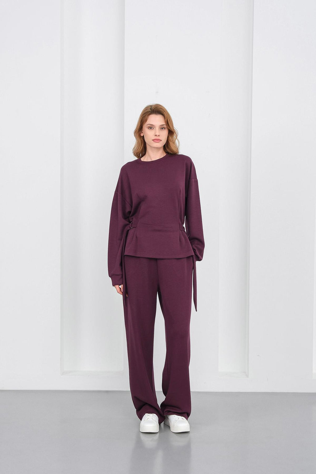 Mürdüm Kadın Premium Modal D Toka Süs Kemerli Alt-Üst Takım