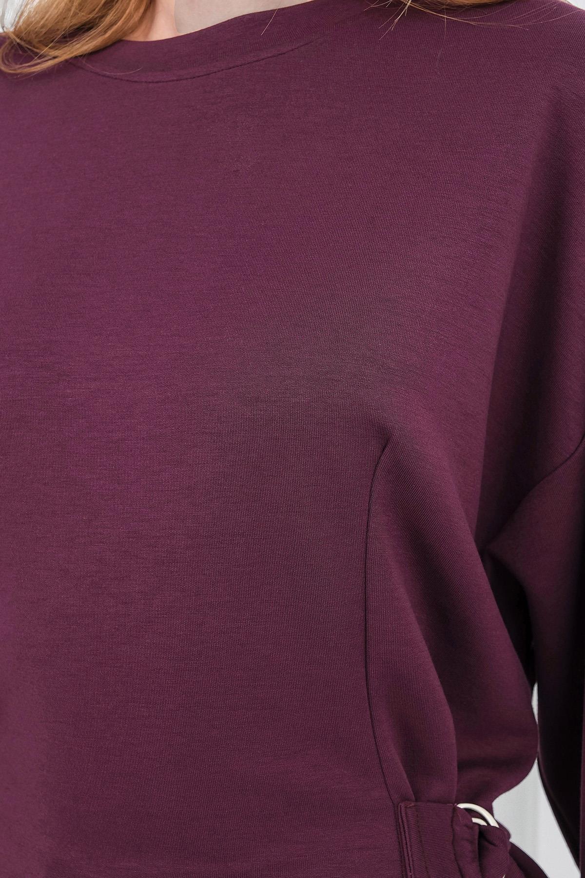 Mürdüm Kadın Premium Modal D Toka Süs Kemerli Alt-Üst Takım