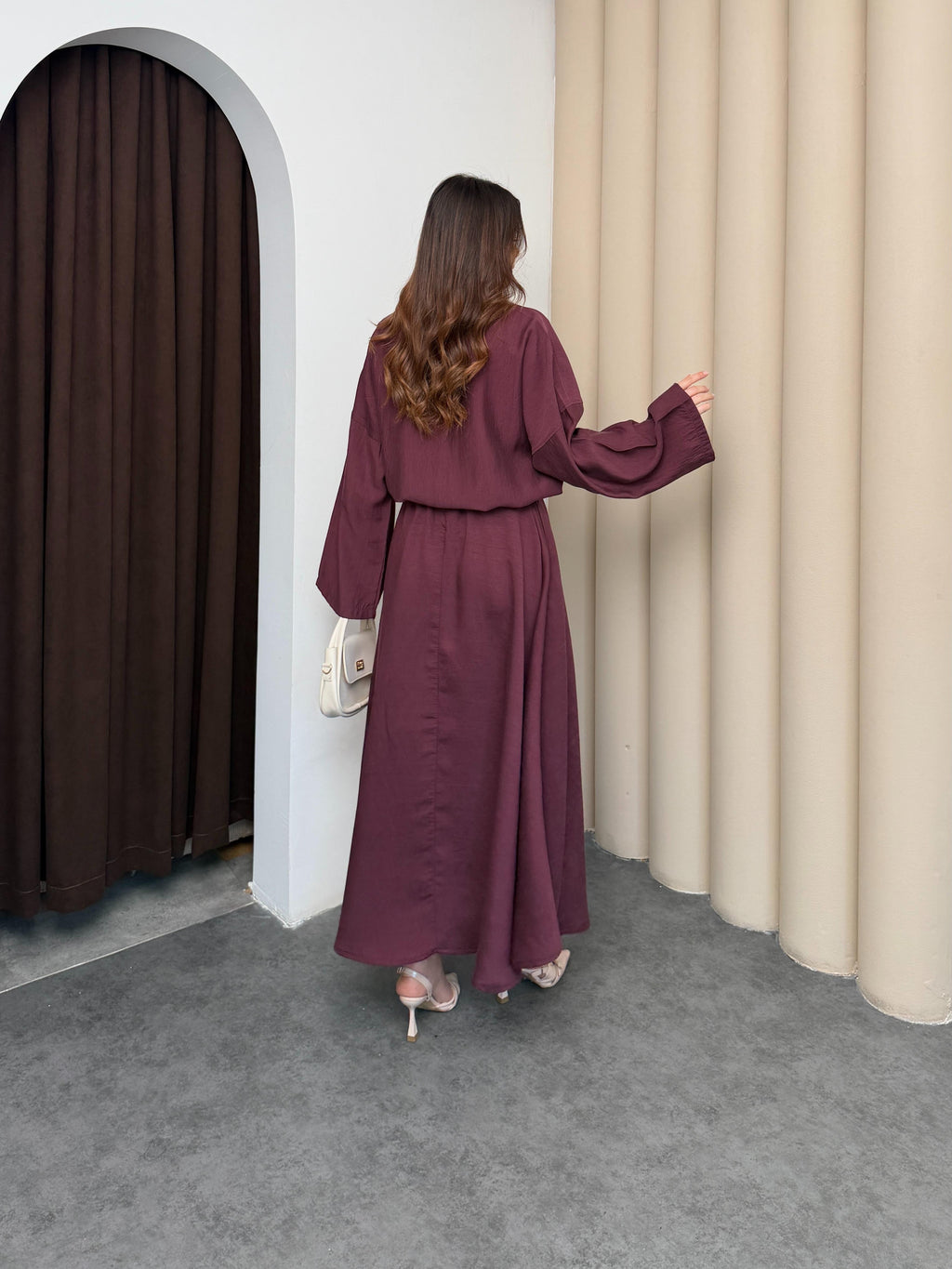 Mürdüm Kadın Premium Tencel Kumaş Etek Kemer Detaylı Akışkan Dokulu Ceket Etek Takım