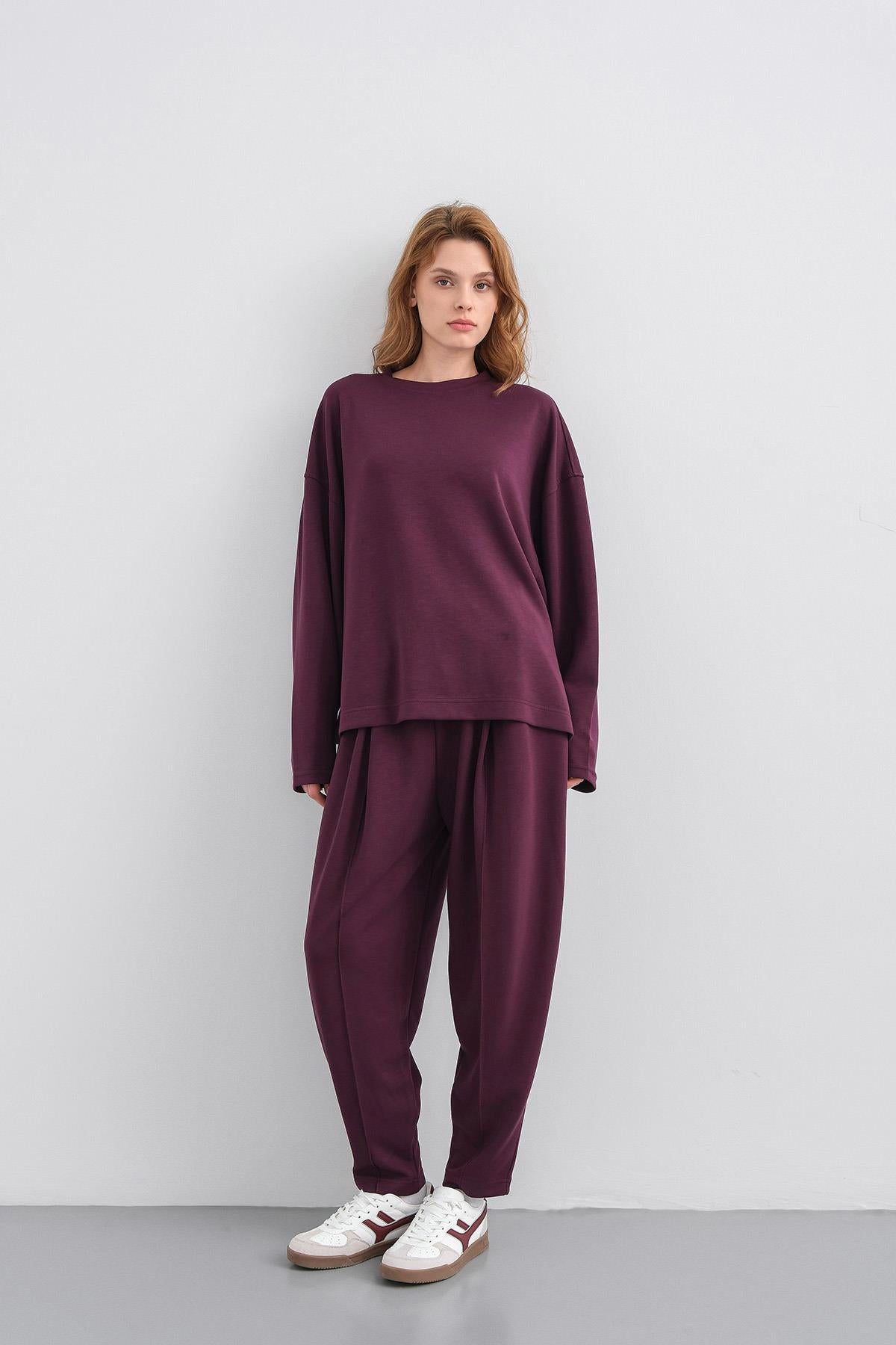 Mürdüm Kadın Yumuşak Dokulu Premium Modal Kumaş Alt-Üst Takım