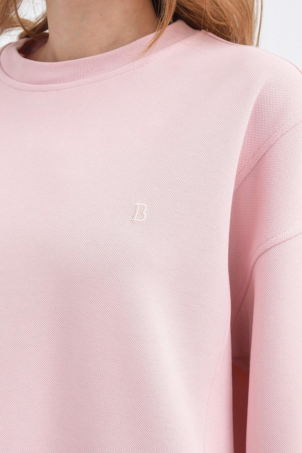 Pembe Kadın Oversize Pike Dokulu Bol Paça Alt-Üst Takım