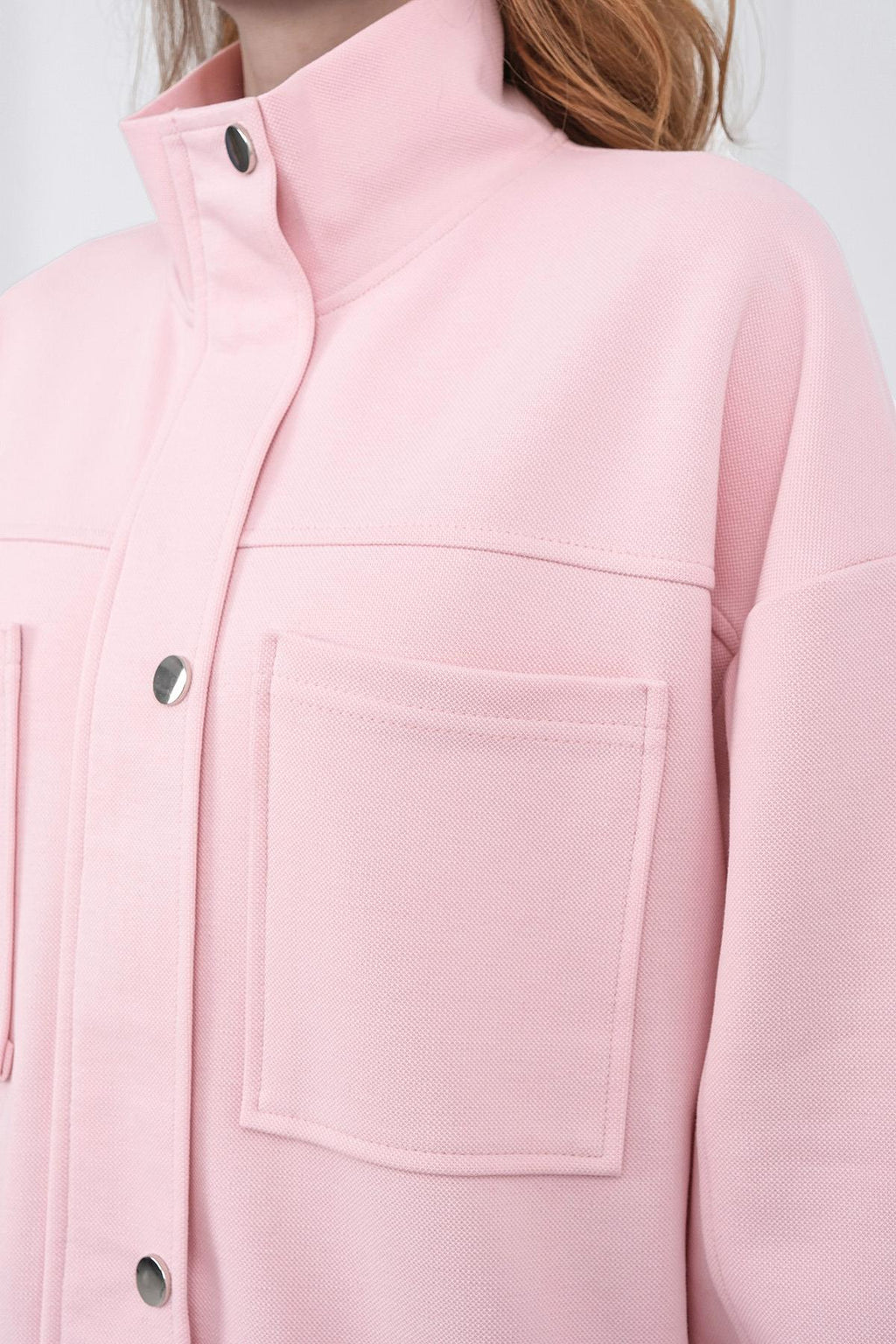 Pembe Kadın Pike Dokulu Bel Ayarlanabilir Oversize Ceket Pantolon Takım