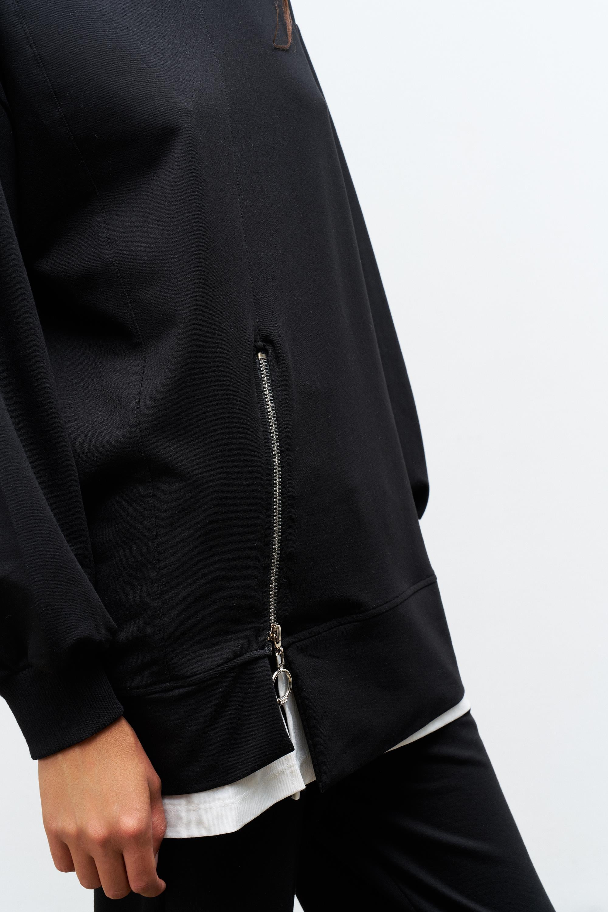 Siyah Kadın Eteği Süprem Fermuar Detaylı Bel Lastikli Pamuklu Örme Alt Üst Takım